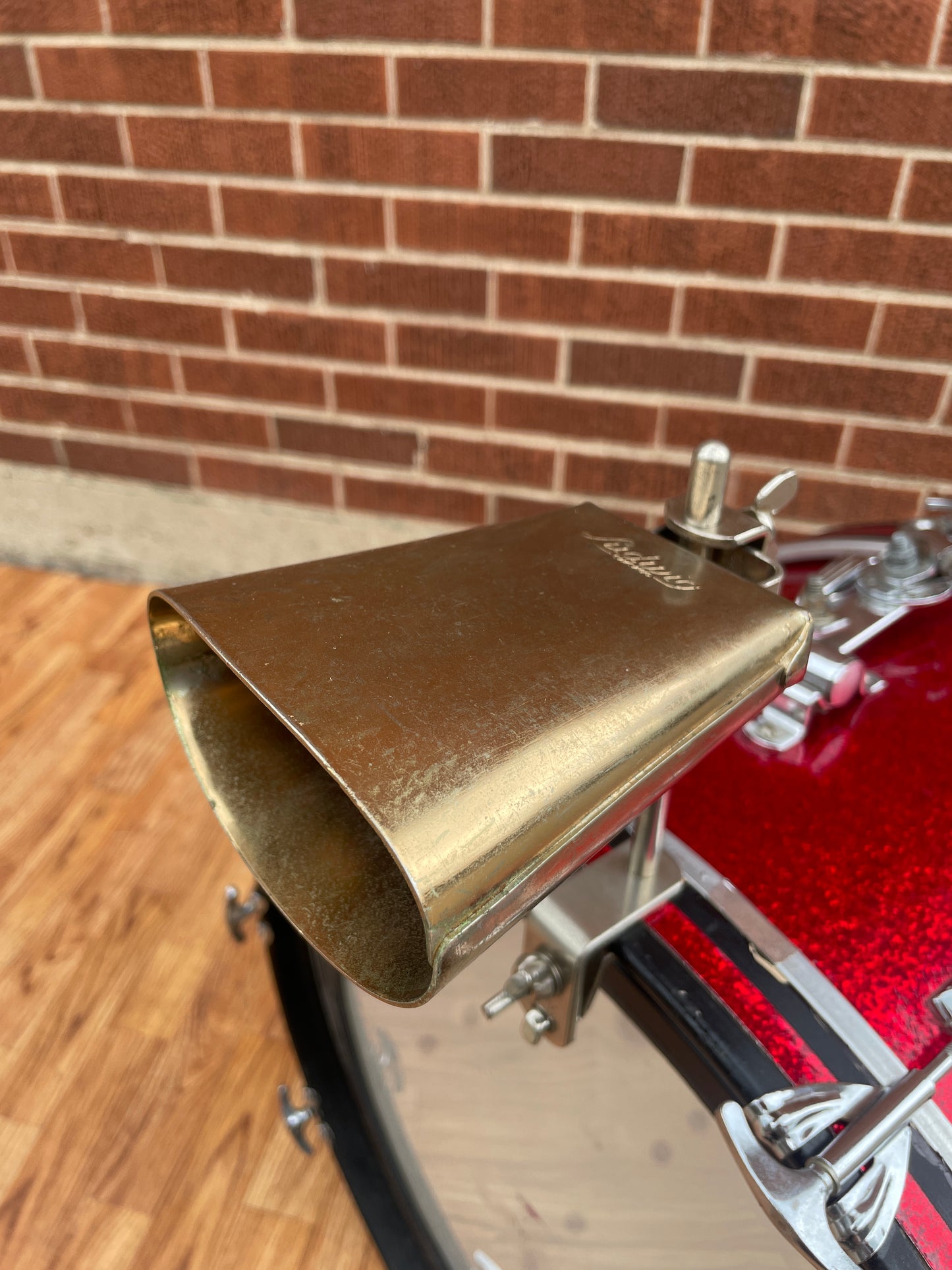 1960s Ludwig 5" Golden Tone No. 129 Cow Bell w/ Cowbell Holder No. 133 Script Logo