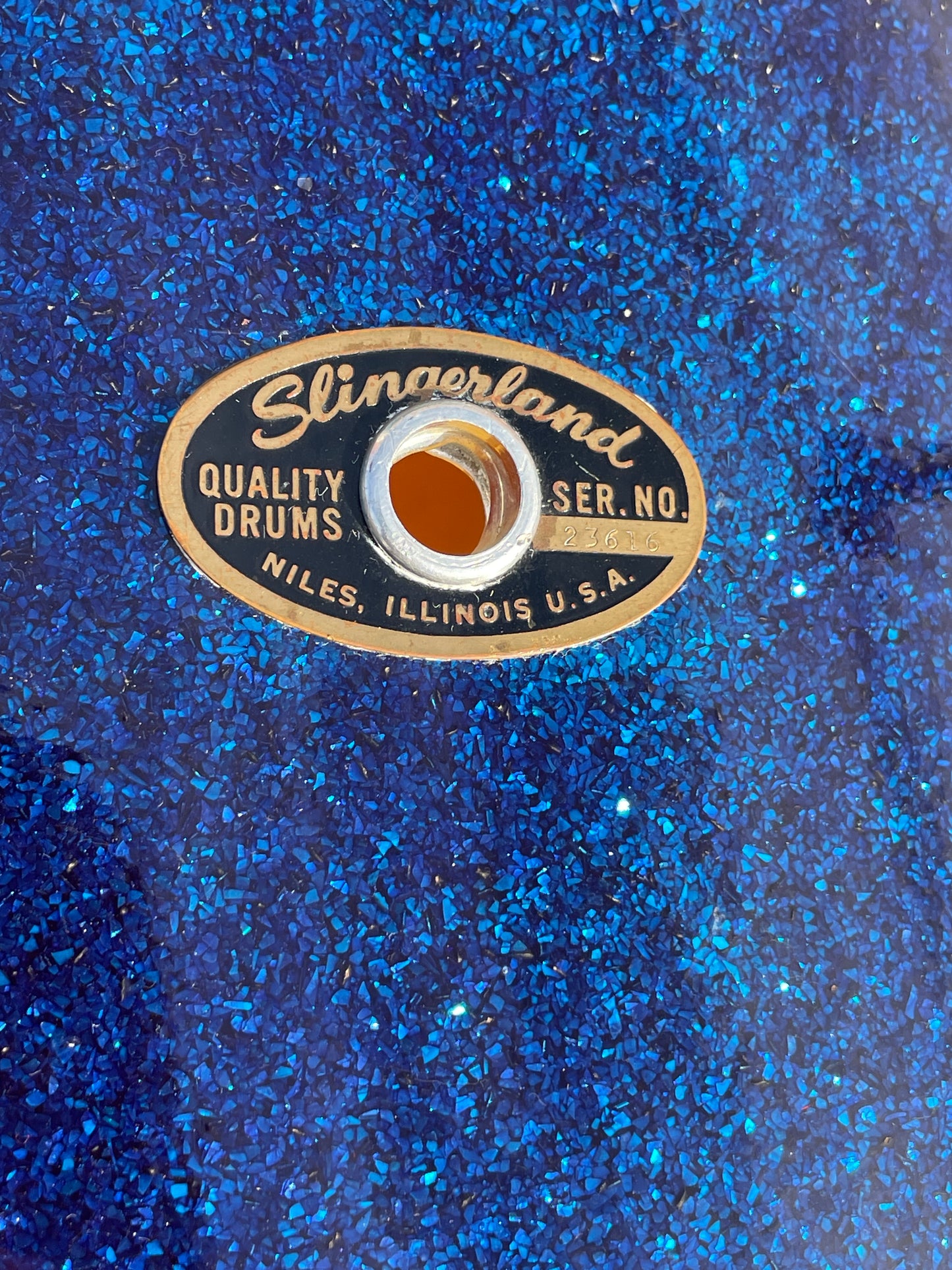 1963 Slingerland Modern Jazz Outfit Drum Set Blue Glass Glitter Sparkle 20/12/14/5.5x14 Bop