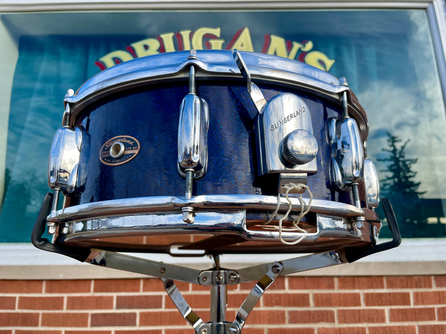 1963 Slingerland 5.5x14 Artist Snare Drum Blue Sparkle 8 Lug