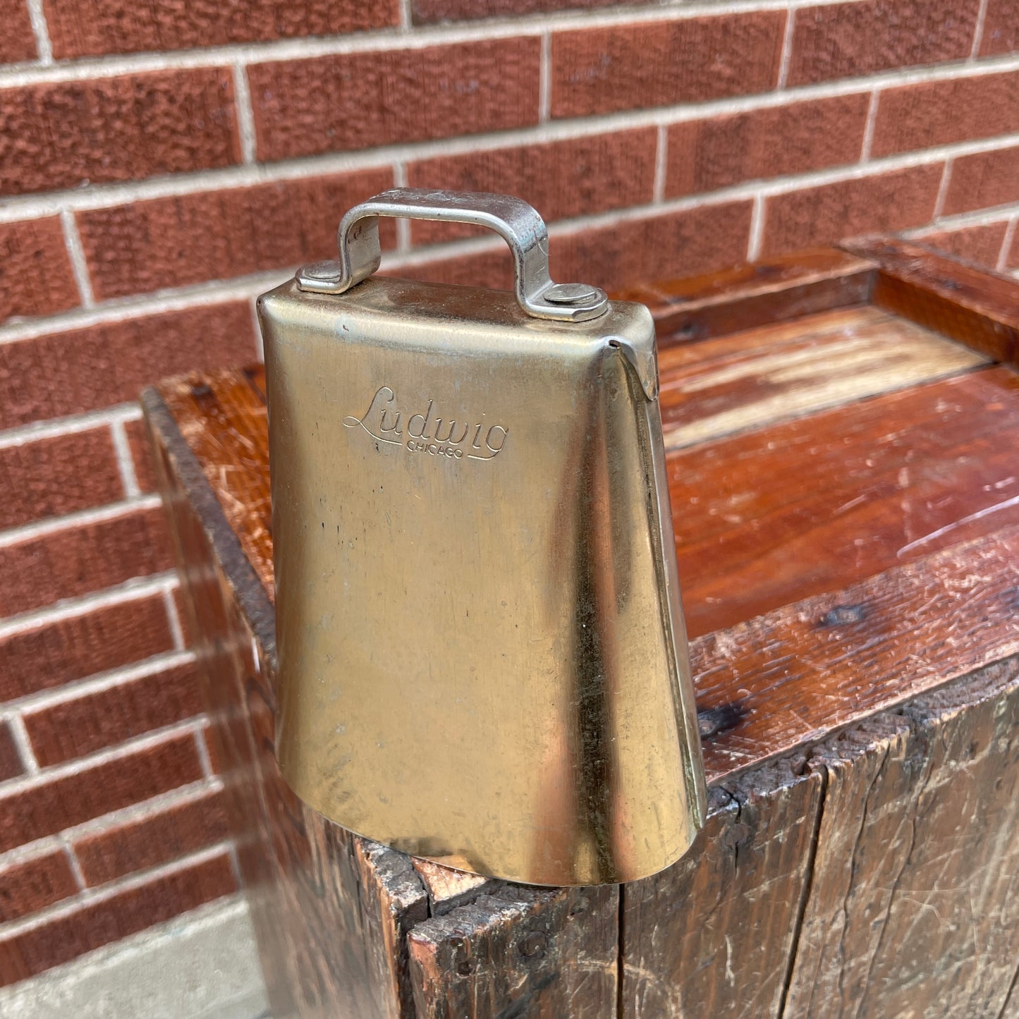 1960s Ludwig 5" Golden Tone No. 129 Cow Bell w/ Cowbell Holder No. 133 Script Logo