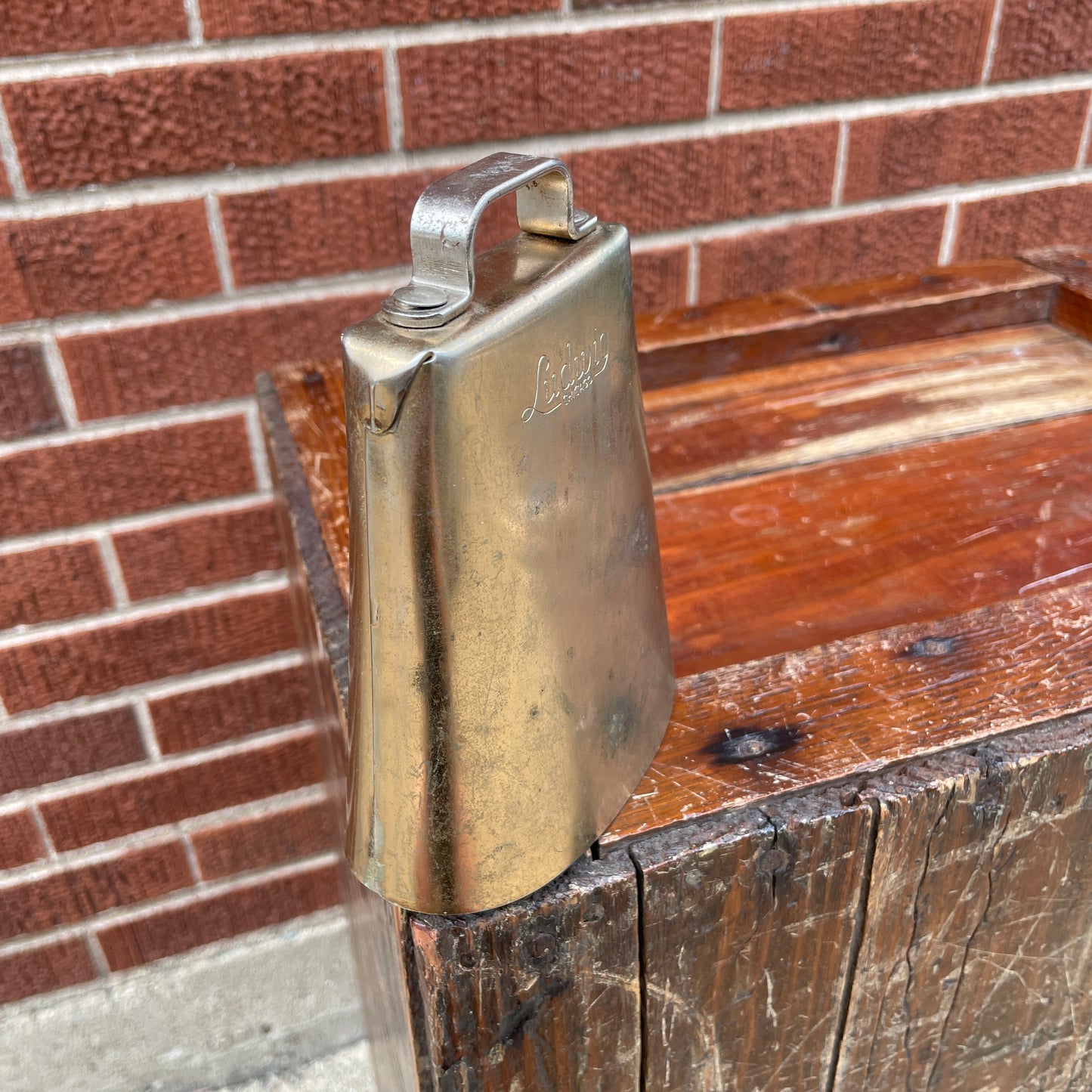 1960s Ludwig 5" Golden Tone No. 129 Cow Bell w/ Cowbell Holder No. 133 Script Logo