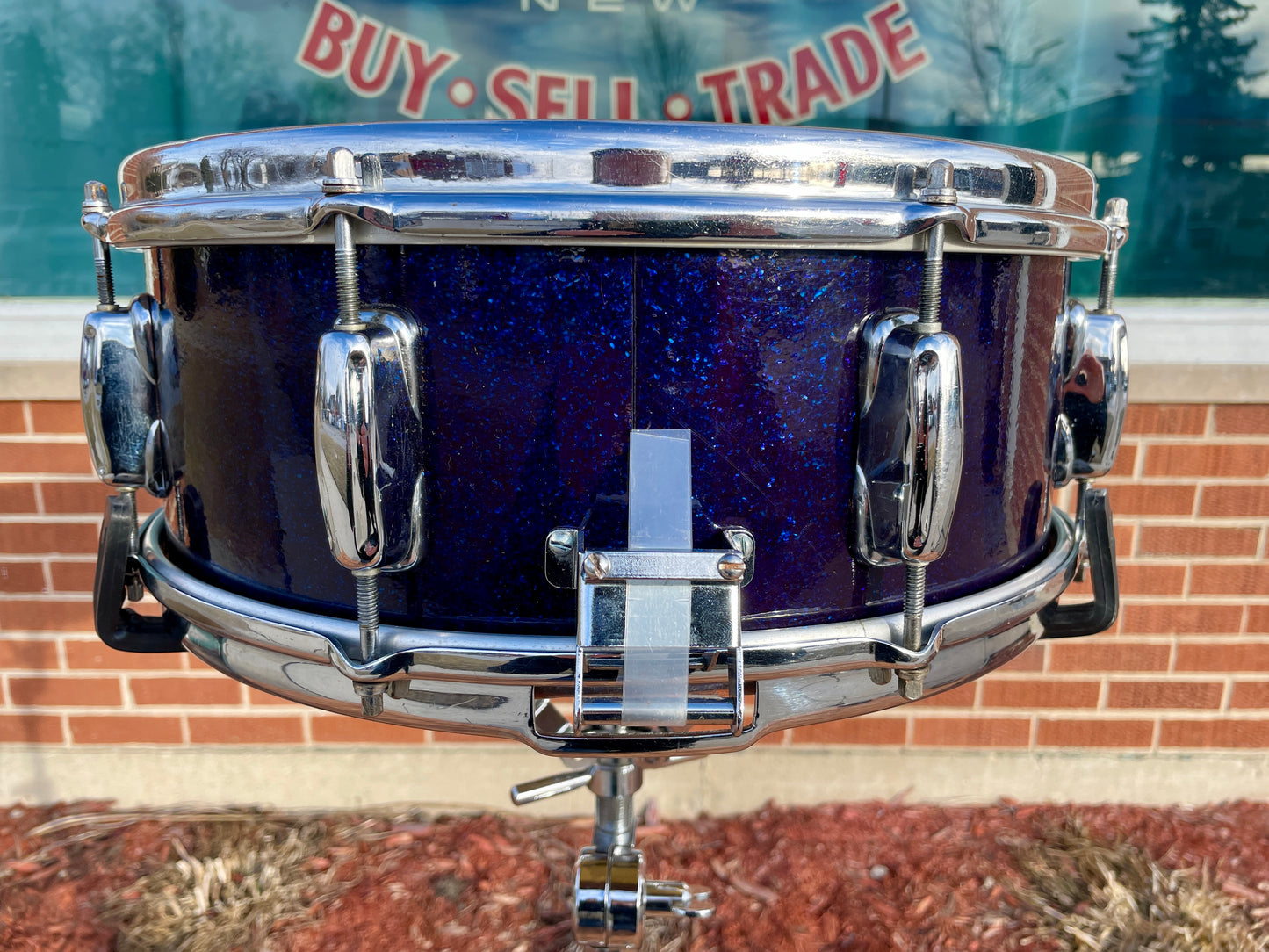 1963 Slingerland 5.5x14 Artist Snare Drum Blue Sparkle 8 Lug