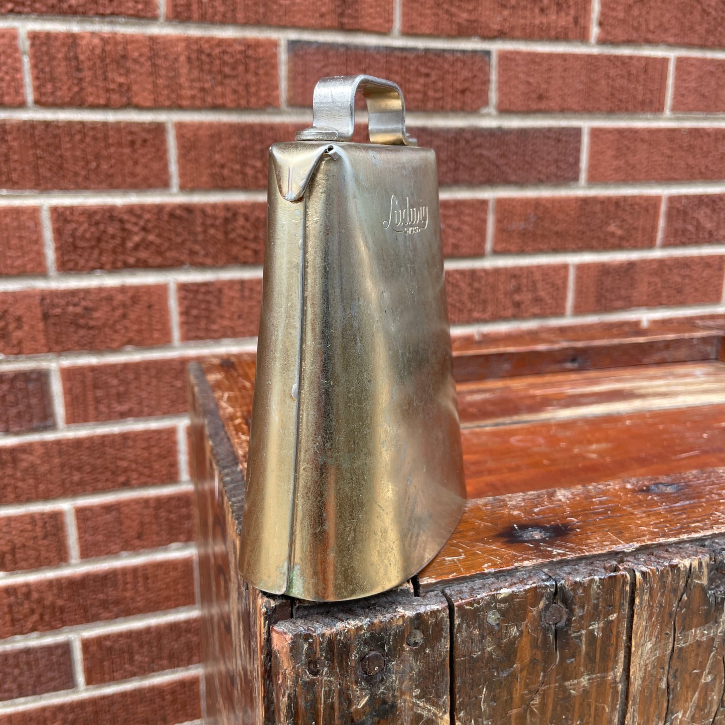 1960s Ludwig 5" Golden Tone No. 129 Cow Bell w/ Cowbell Holder No. 133 Script Logo