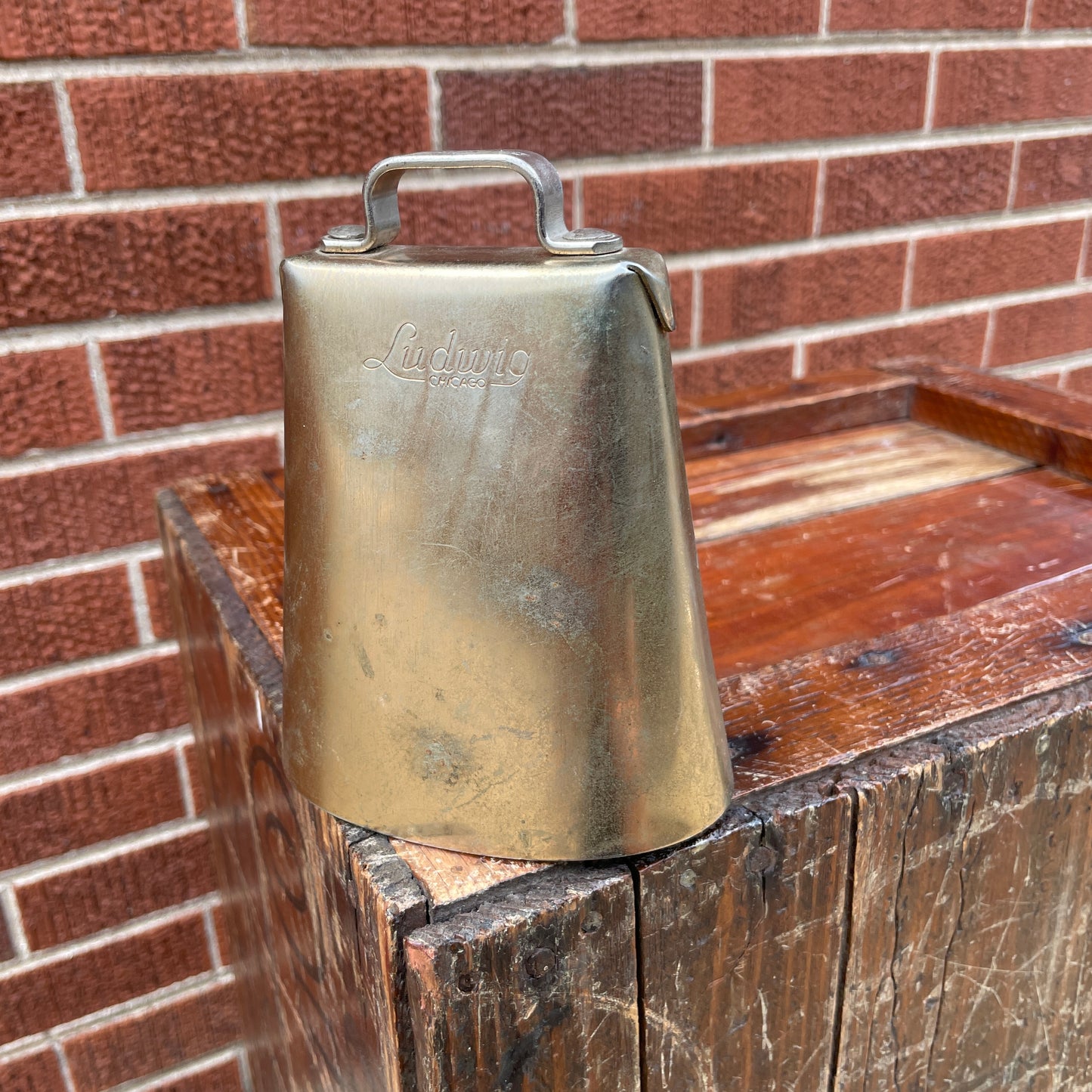 1960s Ludwig 5" Golden Tone No. 129 Cow Bell w/ Cowbell Holder No. 133 Script Logo