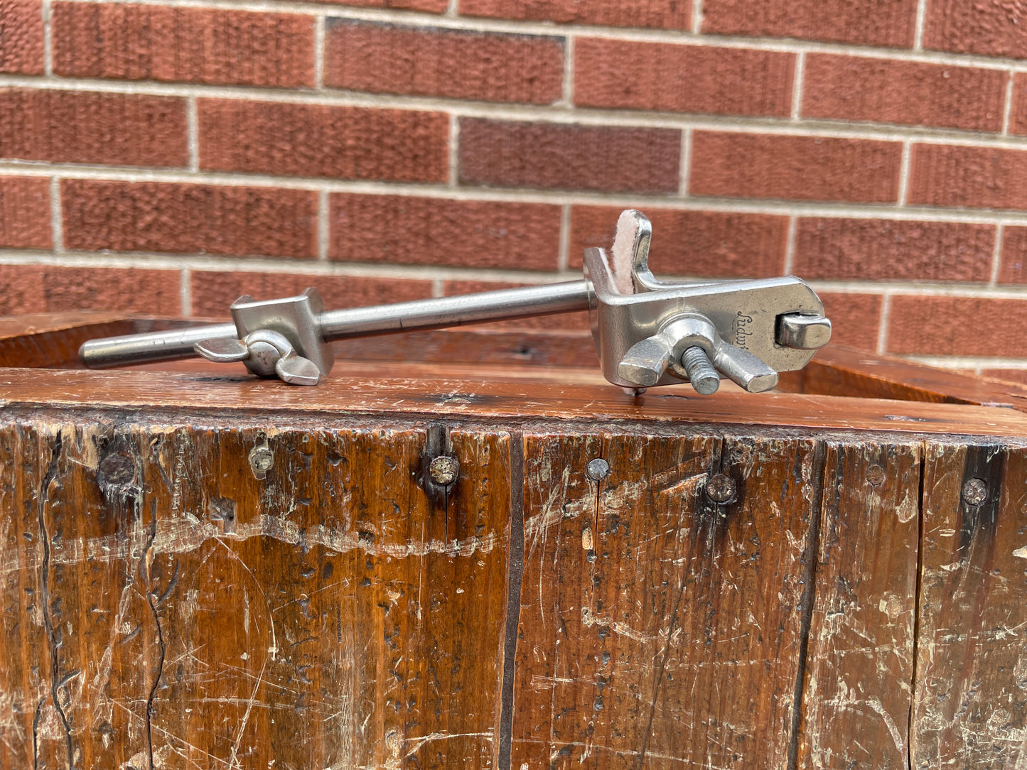1960s Ludwig 5" Golden Tone No. 129 Cow Bell w/ Cowbell Holder No. 133 Script Logo