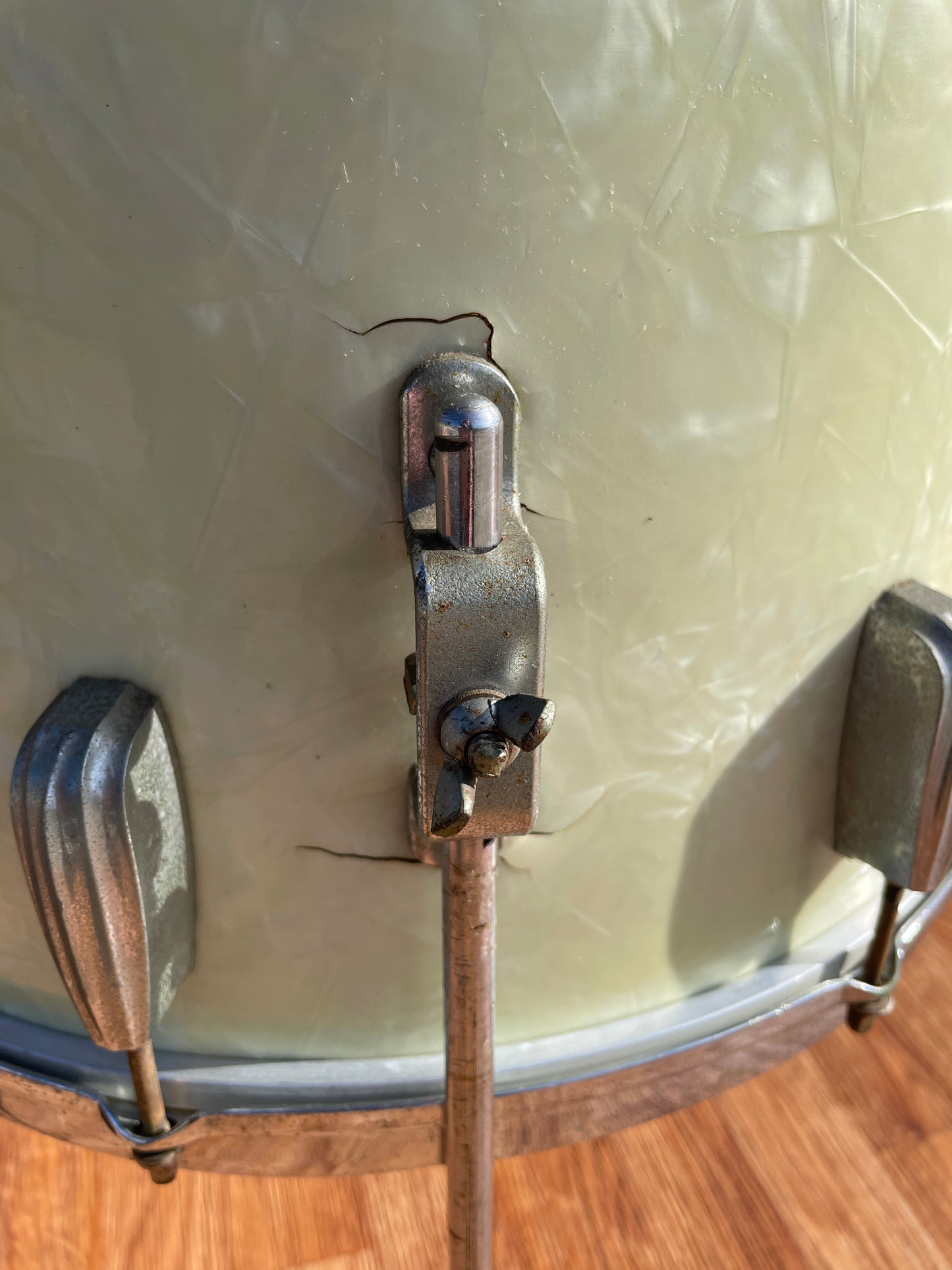 1950s Slingerland Radio King 16x16 Floor Tom Single Drum White Marine Pearl