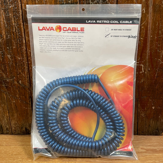 Lava 20 Foot Retro Coil Instrument Cable NOS Straight to Silent Straight