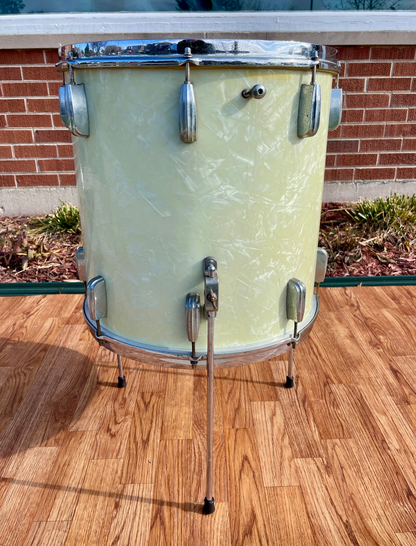 1950s Slingerland Radio King 16x16 Floor Tom Single Drum White Marine Pearl