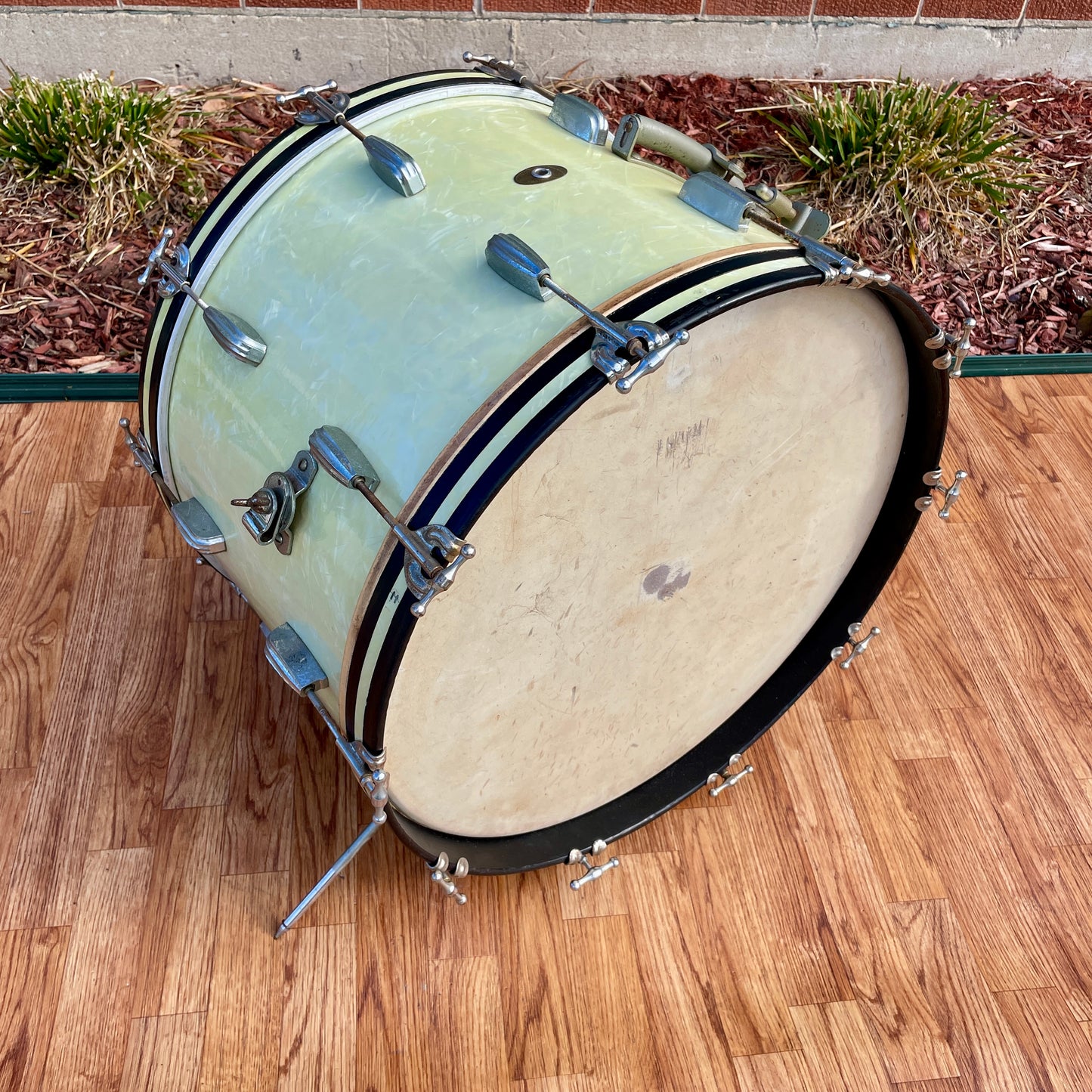 1950s Slingerland Radio King 14x22 Bass Drum White Marine Pearl