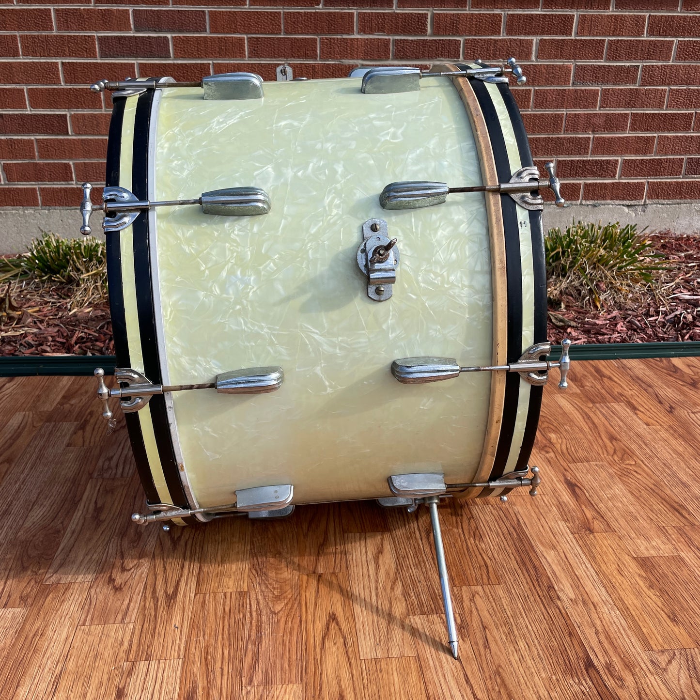 1950s Slingerland Radio King 14x22 Bass Drum White Marine Pearl