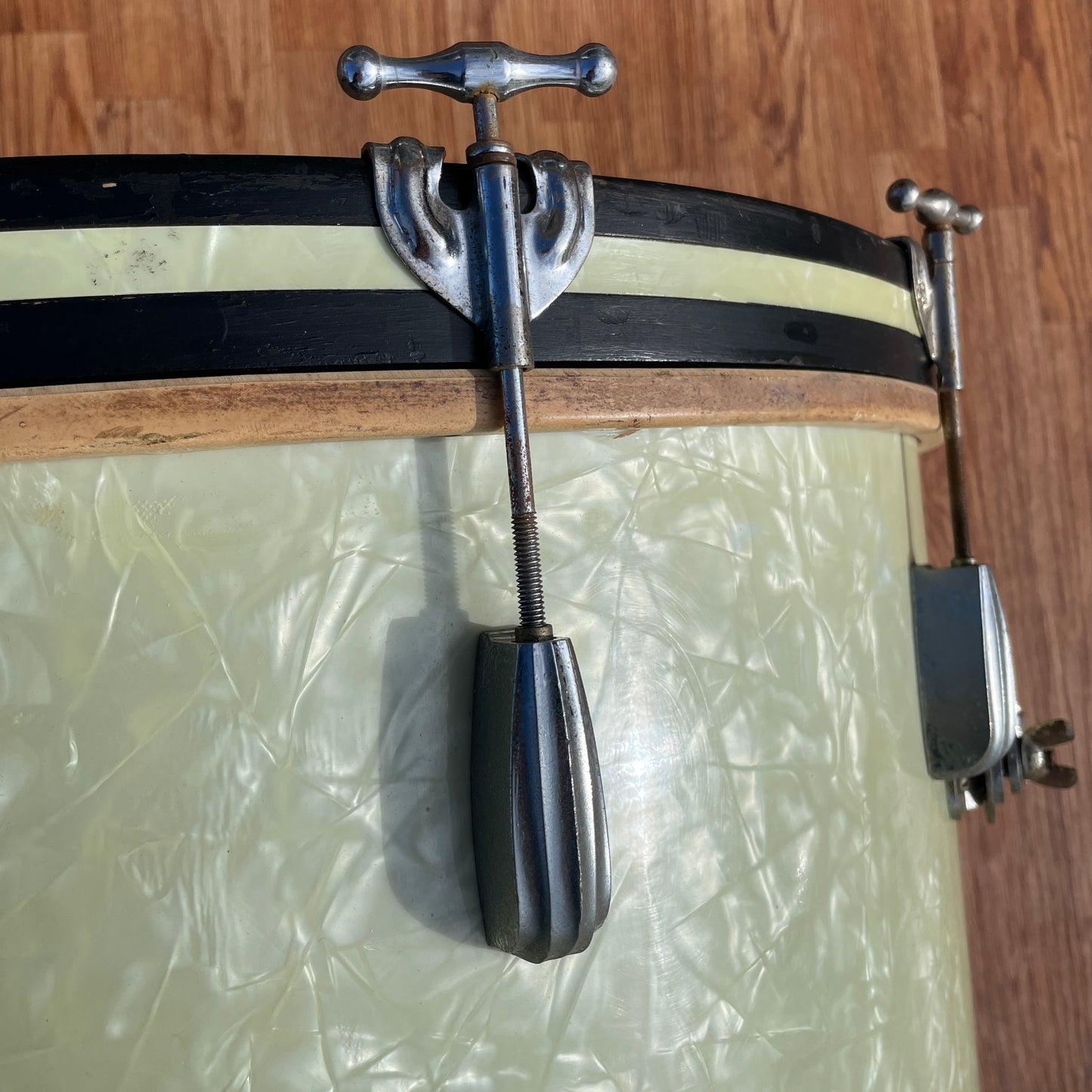 1950s Slingerland Radio King 14x22 Bass Drum White Marine Pearl