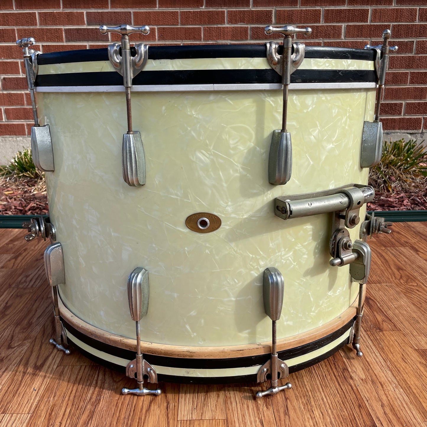 1950s Slingerland Radio King 14x22 Bass Drum White Marine Pearl