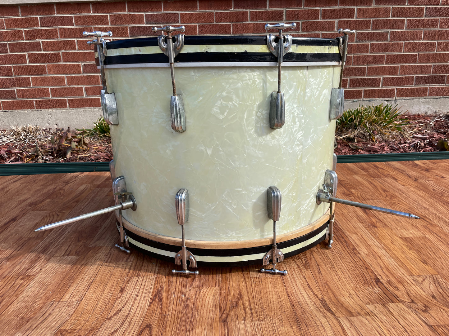 1950s Slingerland Radio King 14x22 Bass Drum White Marine Pearl