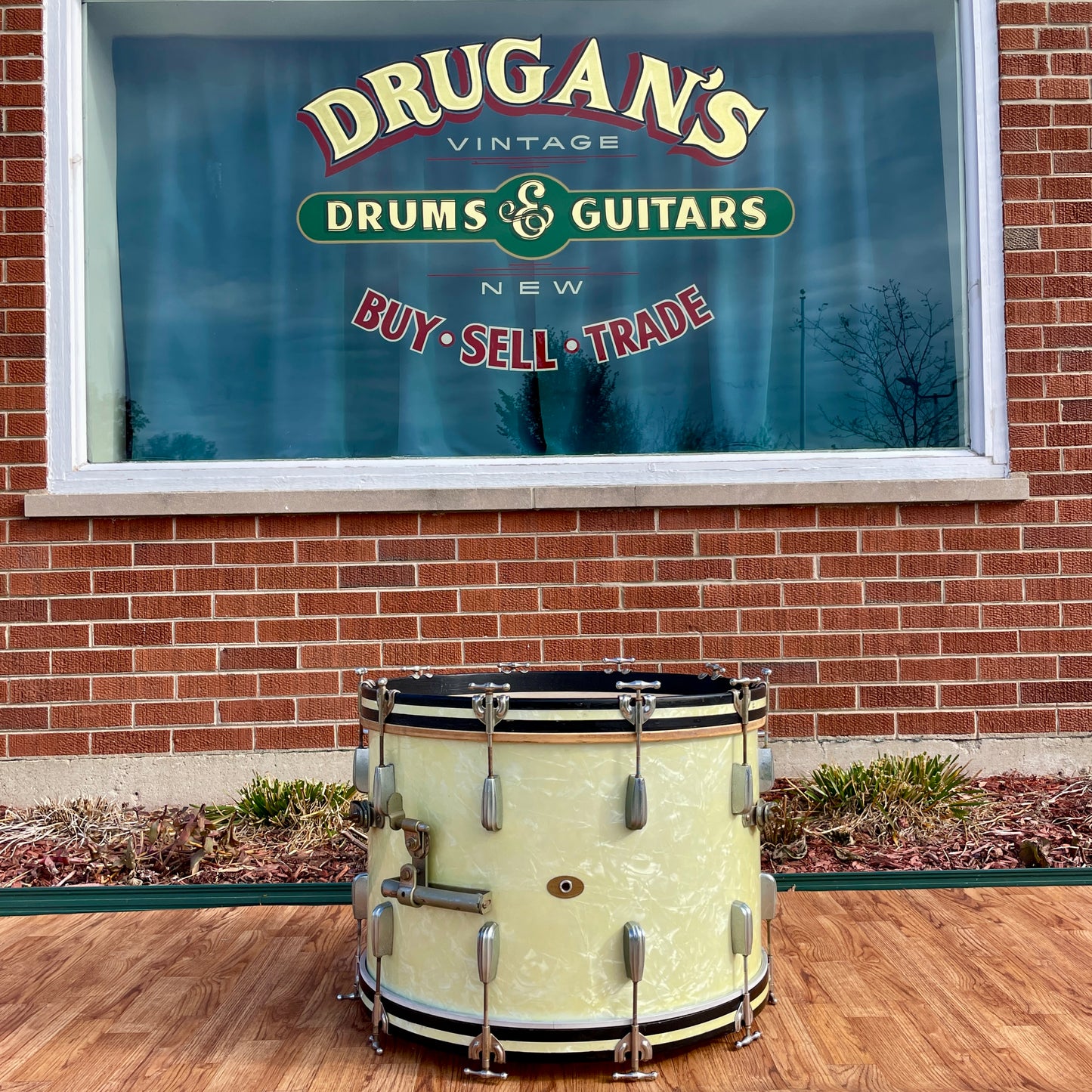 1950s Slingerland Radio King 14x22 Bass Drum White Marine Pearl