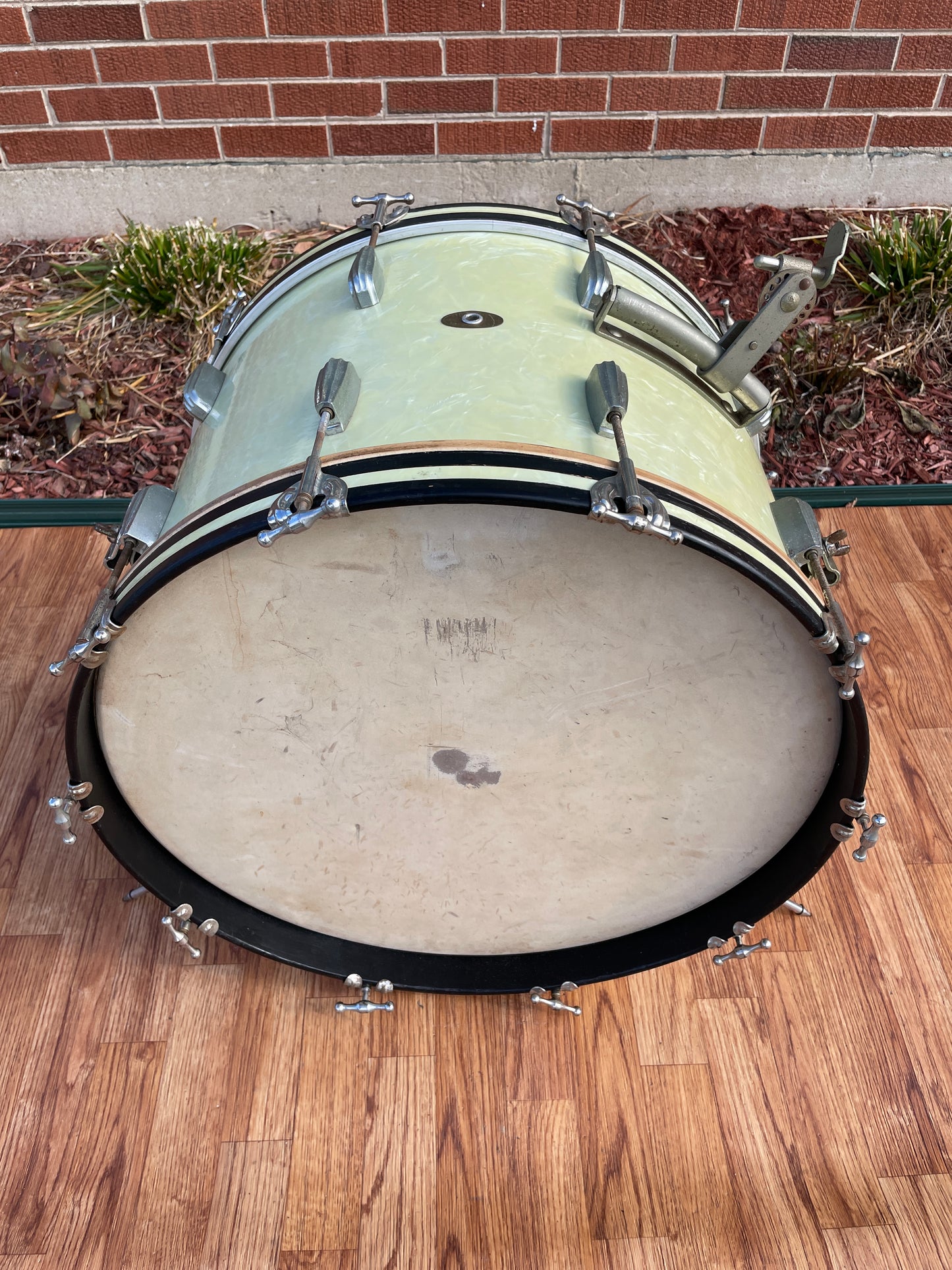 1950s Slingerland Radio King 14x22 Bass Drum White Marine Pearl