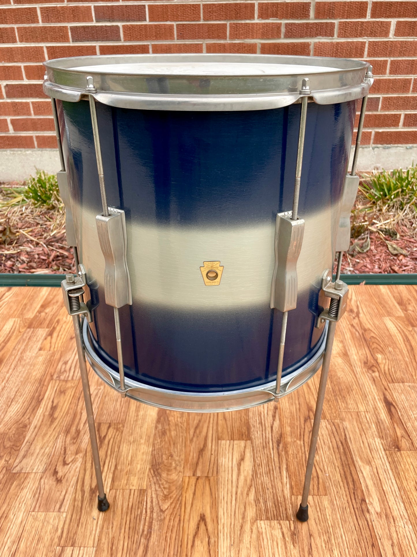 1960s Ludwig 14x14 Floor Tom Drum Silver/Blue Duco