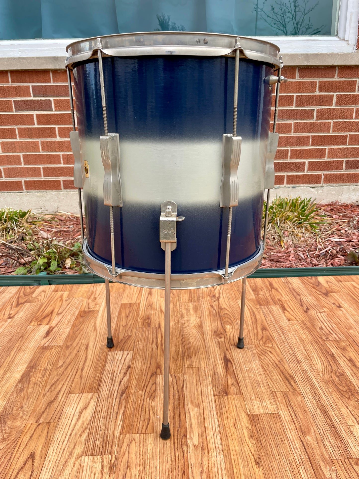 1960s Ludwig 14x14 Floor Tom Drum Silver/Blue Duco