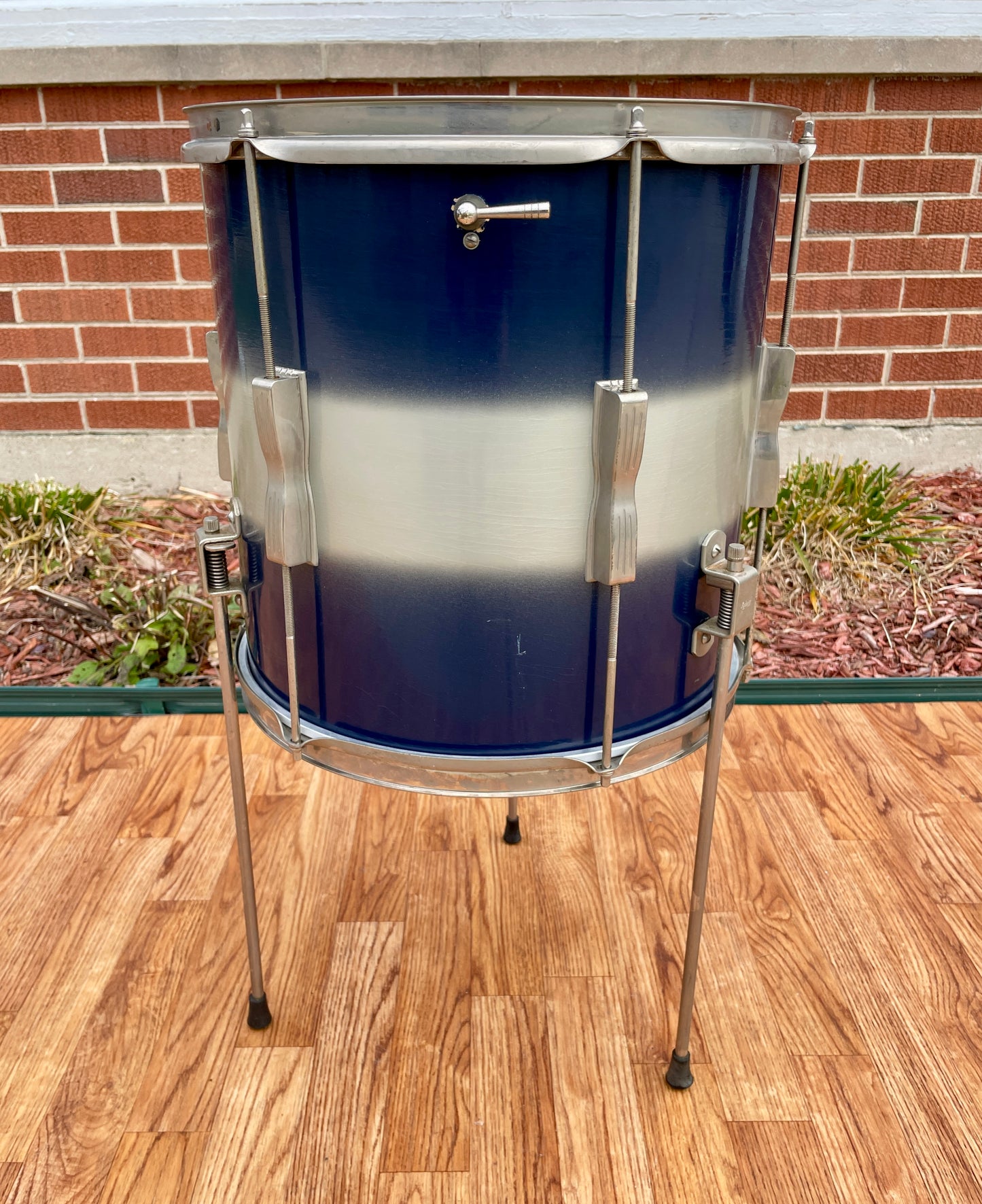 1960s Ludwig 14x14 Floor Tom Drum Silver/Blue Duco
