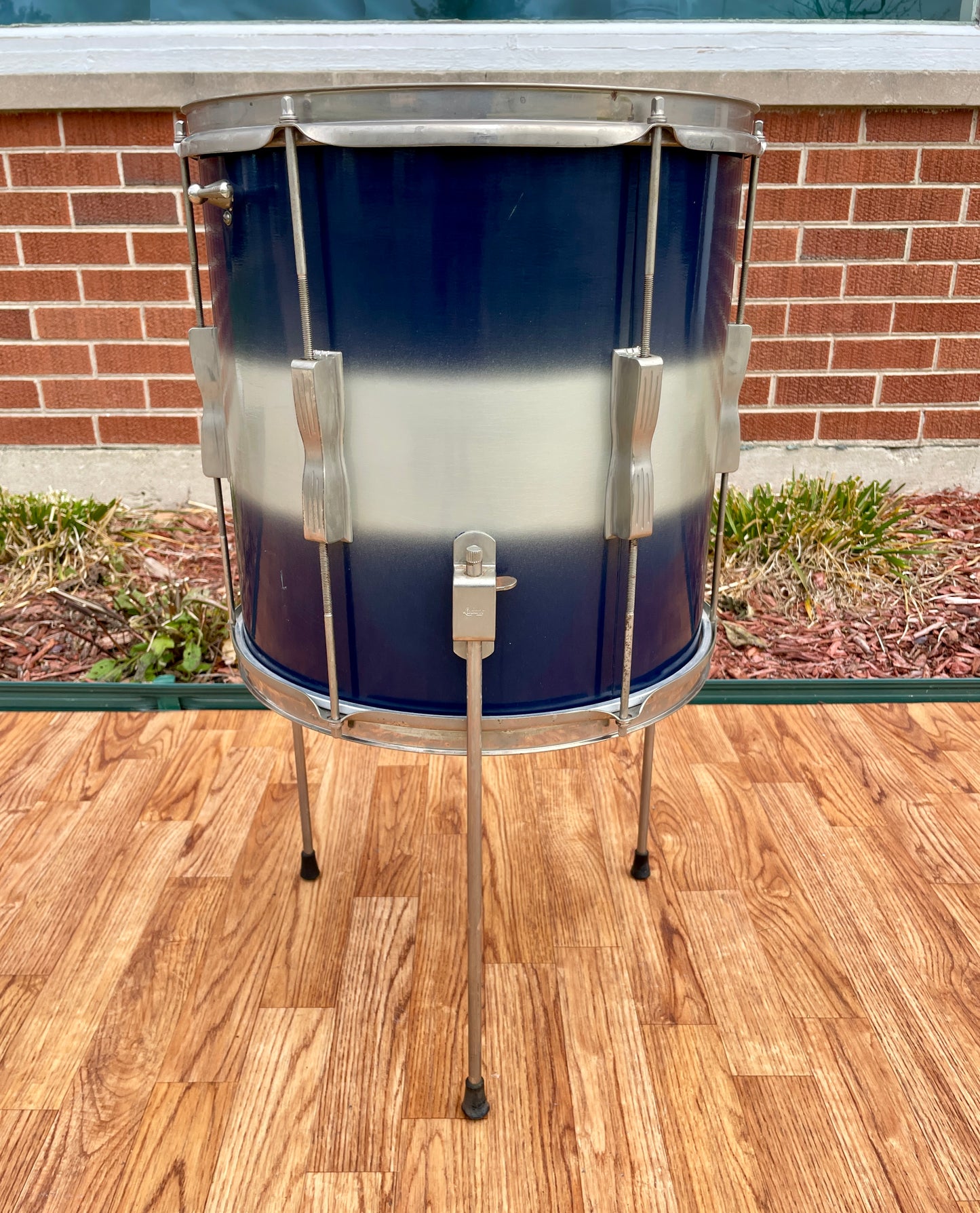 1960s Ludwig 14x14 Floor Tom Drum Silver/Blue Duco