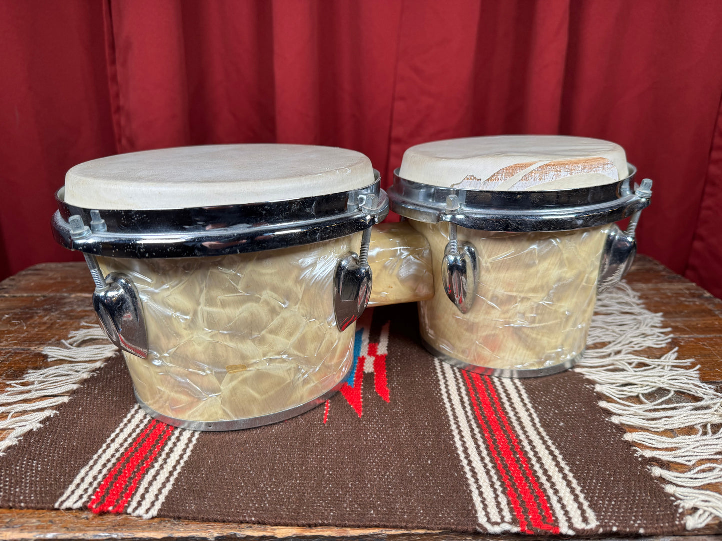 Vintage MIJ Bongos White Marine Pearl Made In Japan