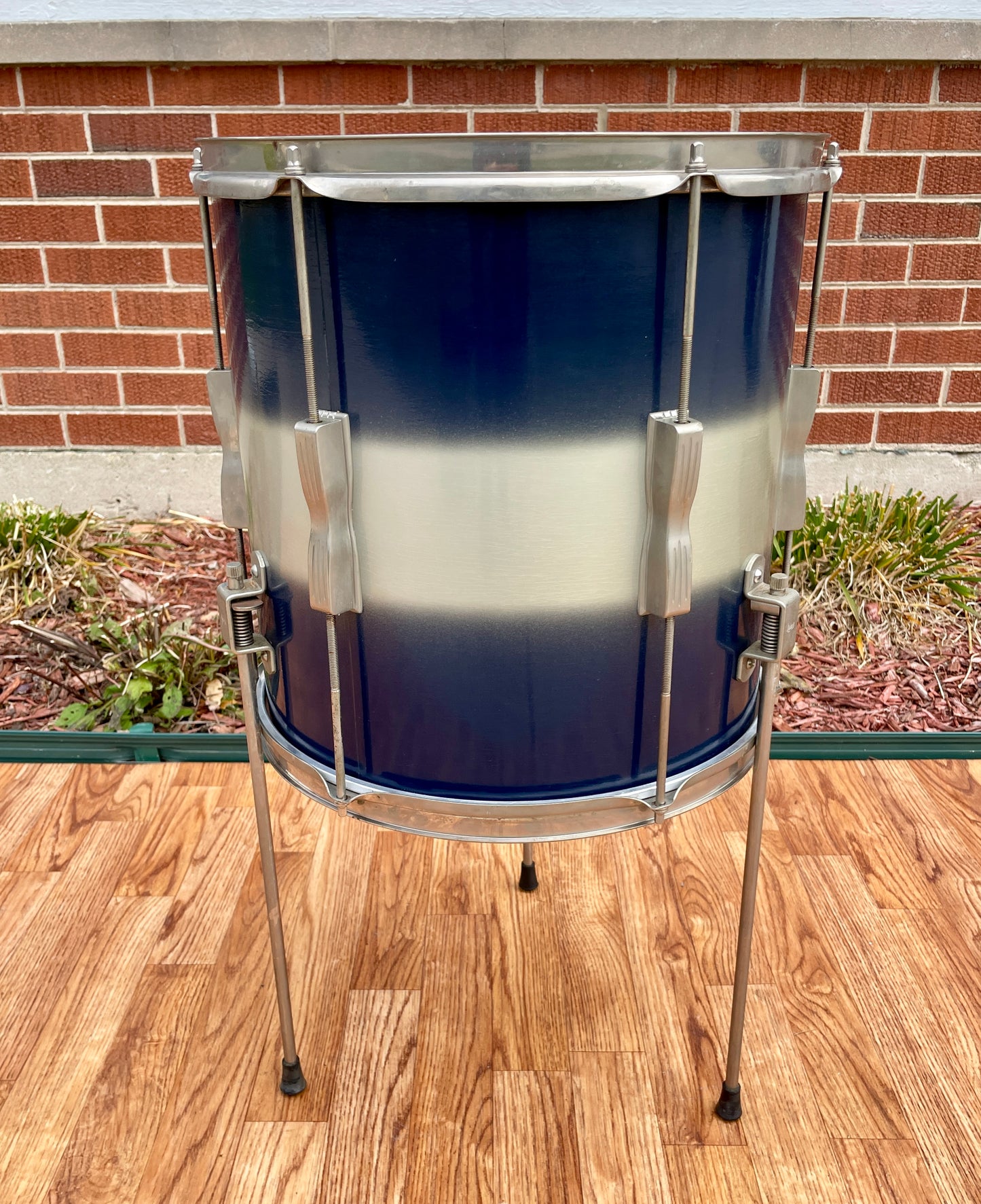 1960s Ludwig 14x14 Floor Tom Drum Silver/Blue Duco
