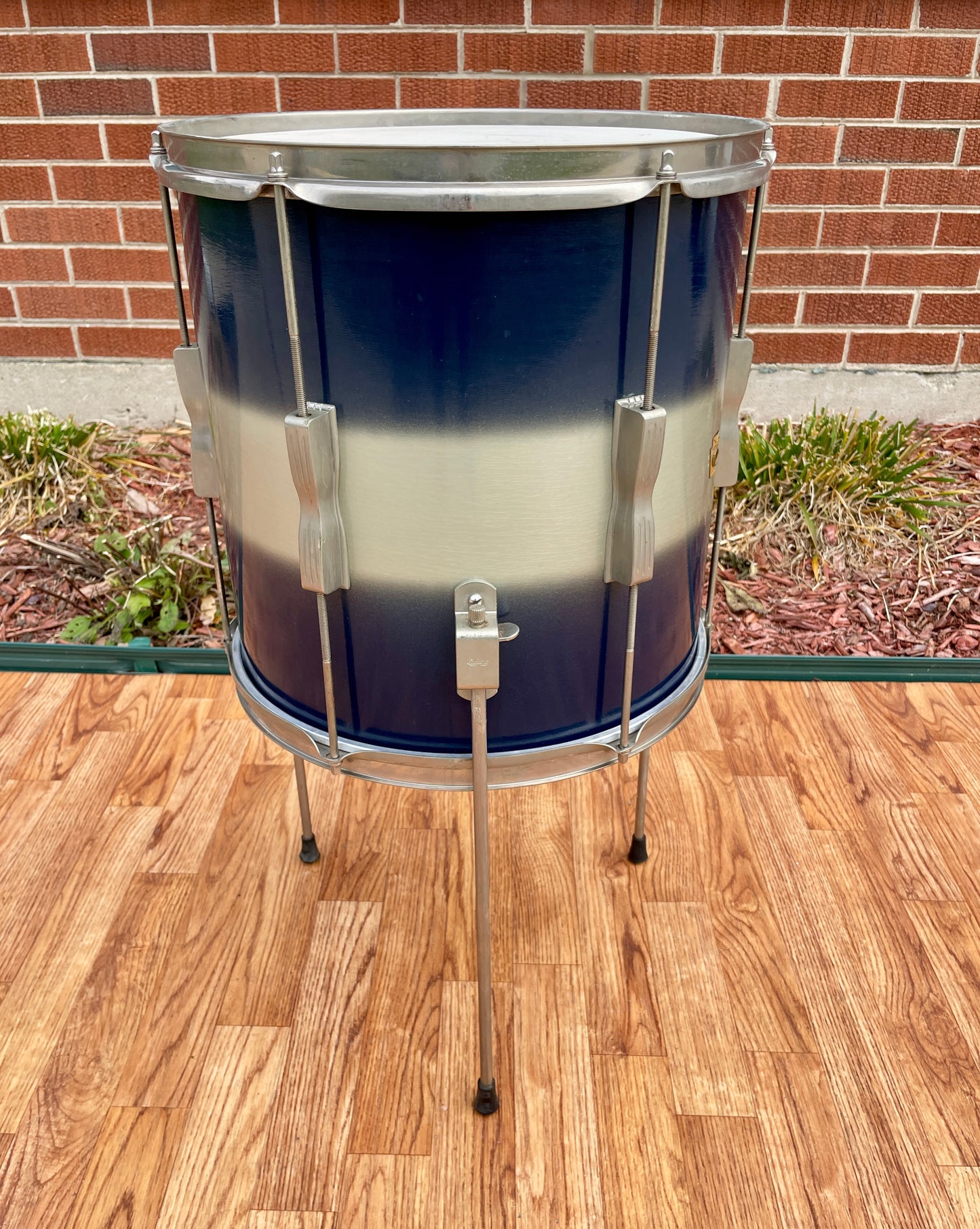 1960s Ludwig 14x14 Floor Tom Drum Silver/Blue Duco