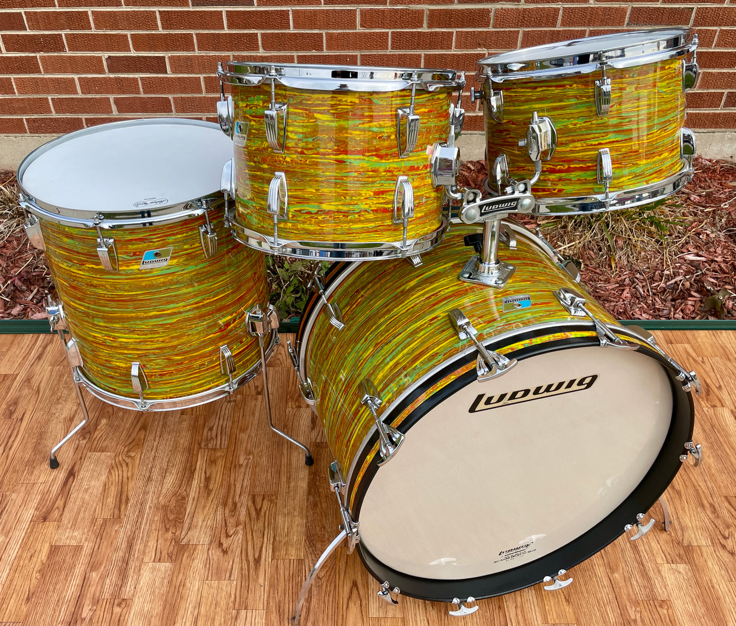 1970s Ludwig Big Beat Drum Set Citrus Mod 22/12/13/16 Bun E. Carlos