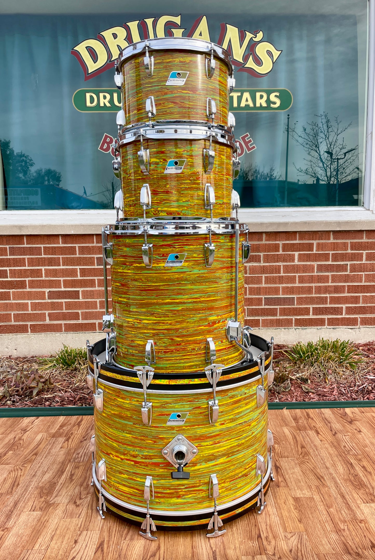 1970s Ludwig Big Beat Drum Set Citrus Mod 22/12/13/16 Bun E. Carlos