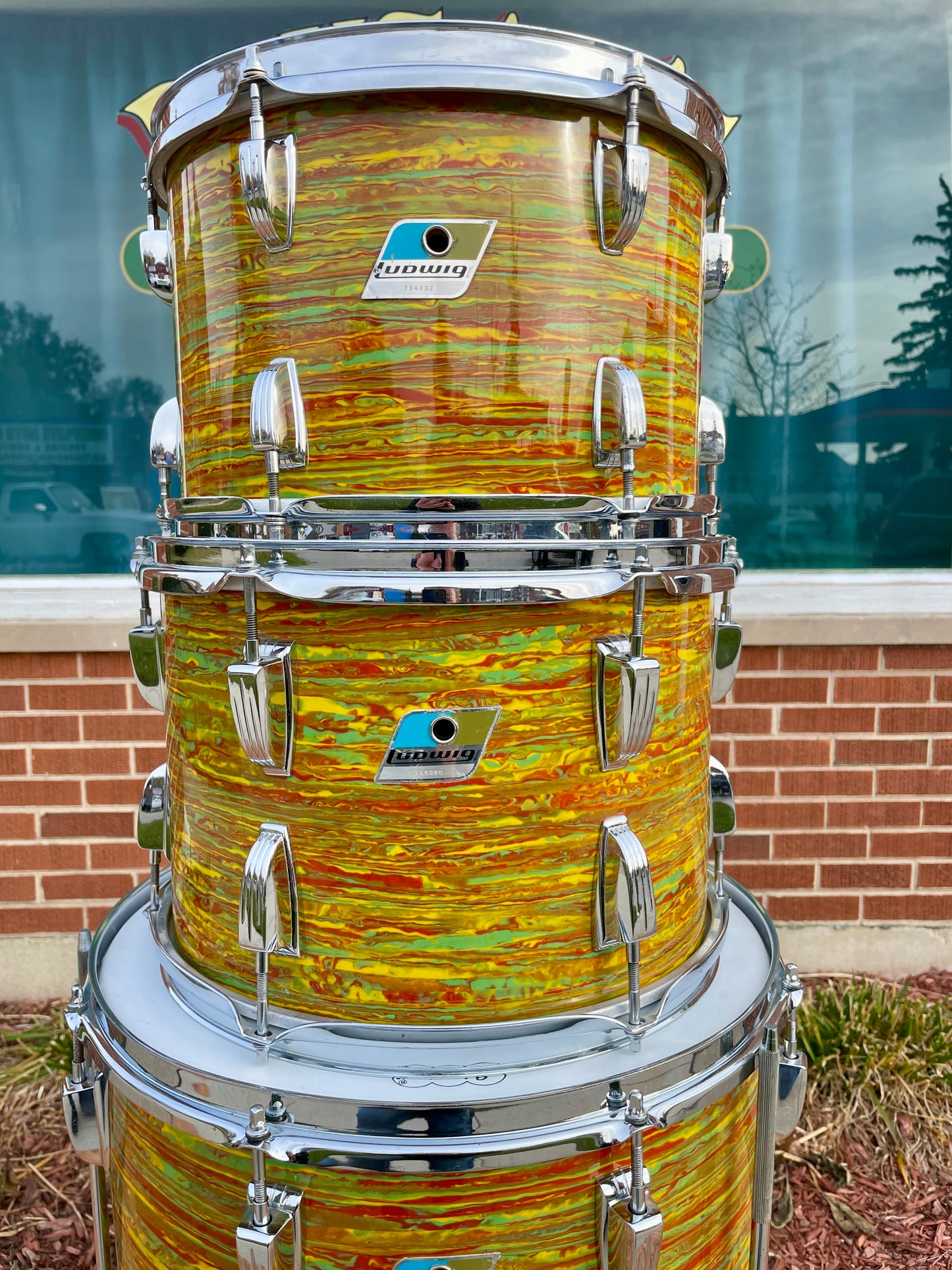 1970s Ludwig Big Beat Drum Set Citrus Mod 22/12/13/16 Bun E. Carlos