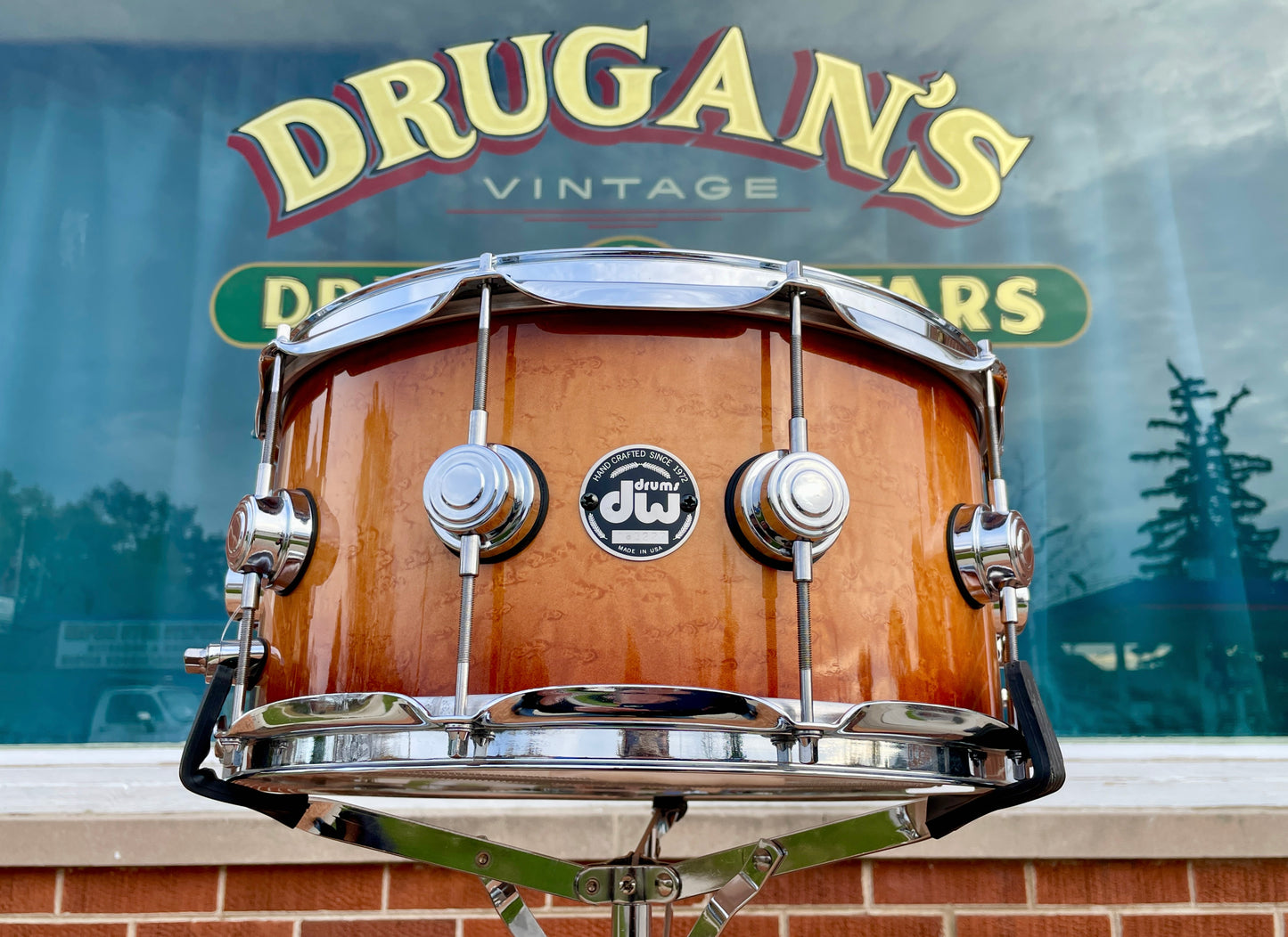 2002 DW Collector's Series Besse Forest Exotic Super Birdseye Maple Drum Set Burnt Toast Burst 22/12/14/16 w/ 7x14 Snare Drum Workshop