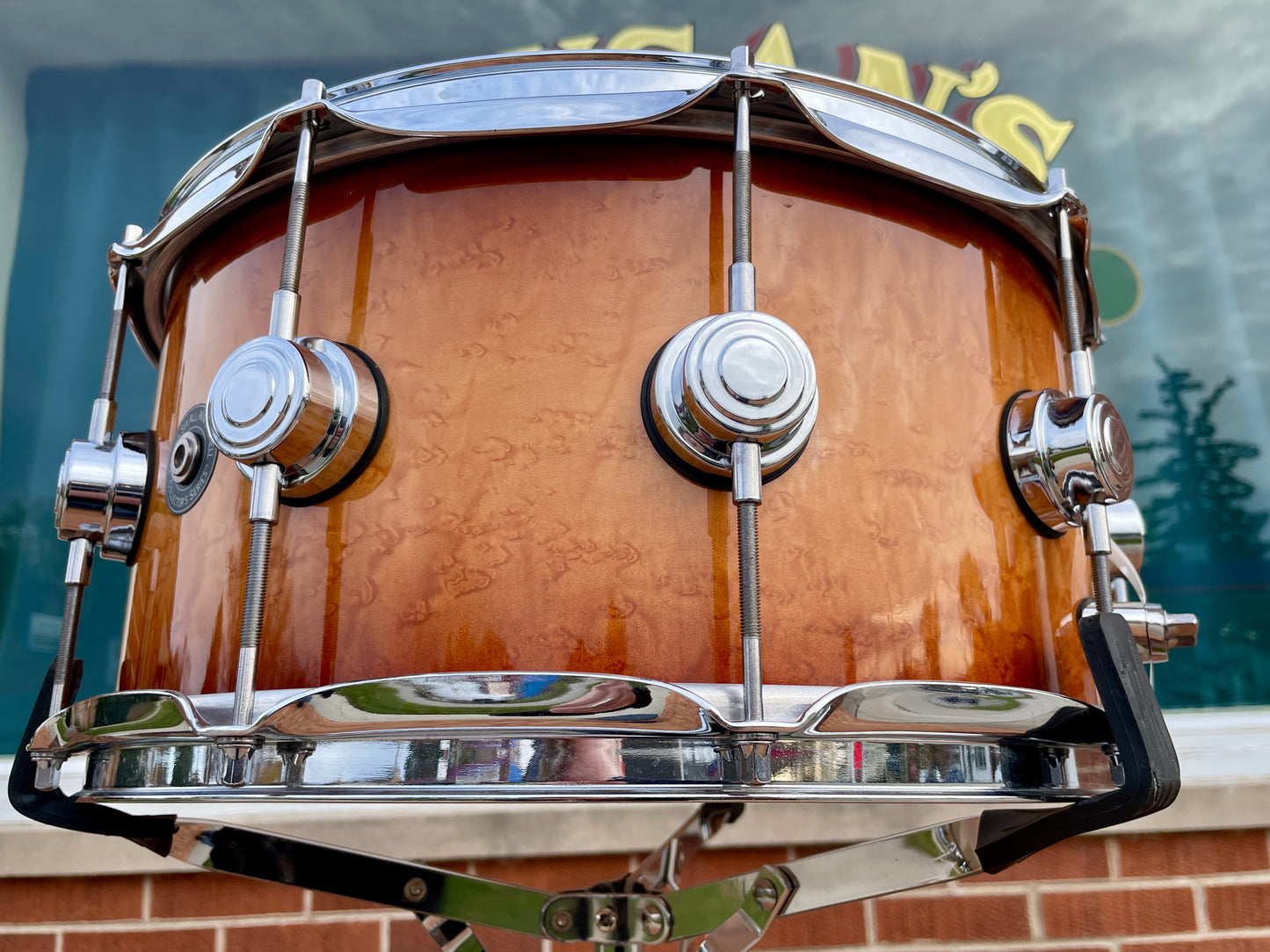 2002 DW Collector's Series Besse Forest Exotic Super Birdseye Maple Drum Set Burnt Toast Burst 22/12/14/16 w/ 7x14 Snare Drum Workshop