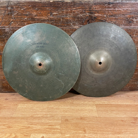 14" Zildjian A 1970s New Beat Hi-Hat Cymbal Pair 1010g/1178g