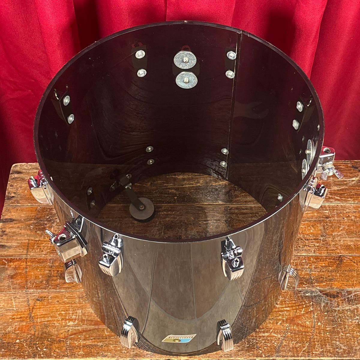 1970s Ludwig Smoke Black Vistalite 16x16 Floor Tom Drum