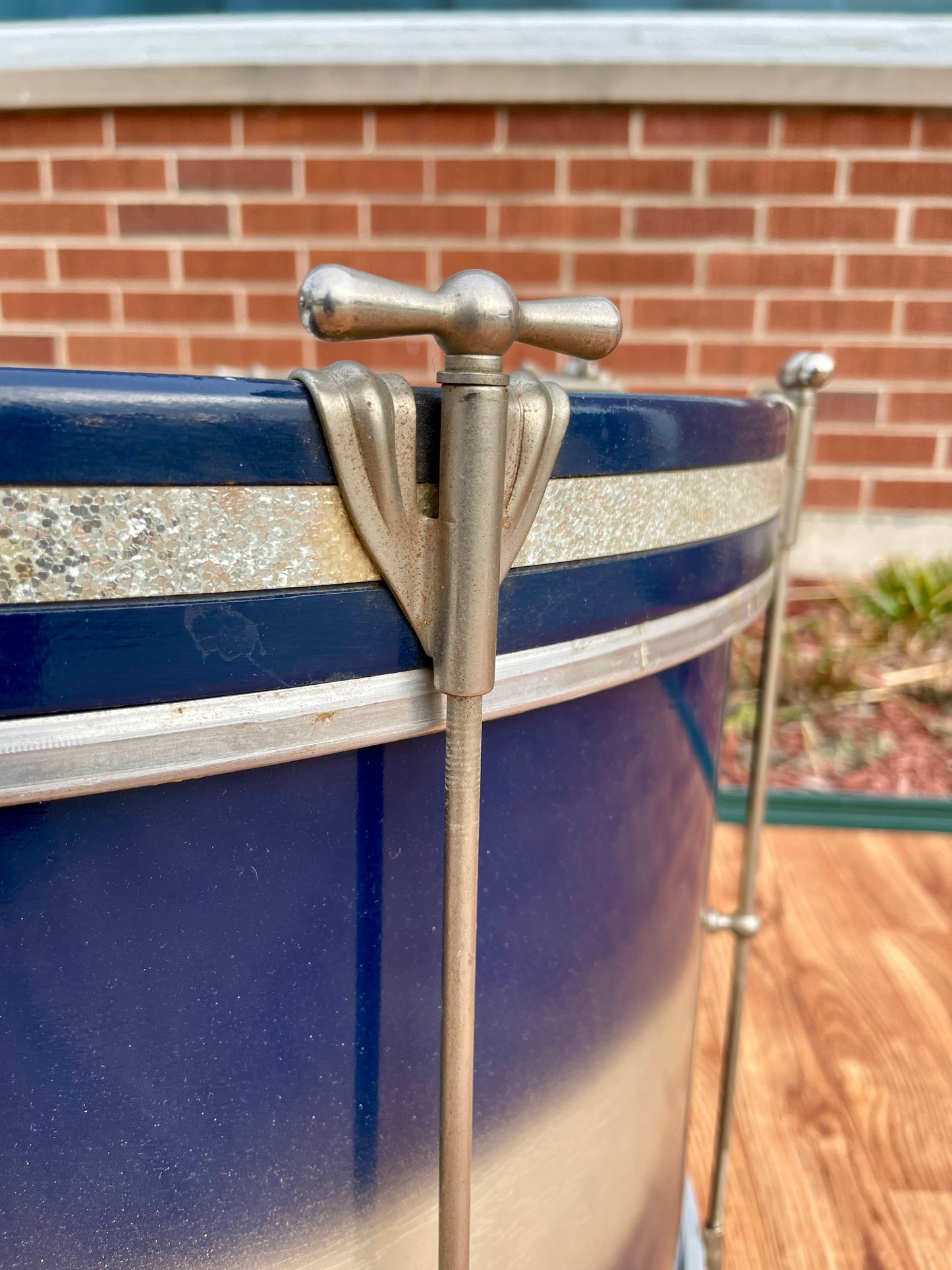 1958-60 Ludwig Trans Badge 12x20 Bass Drum Blue/Silver Duco