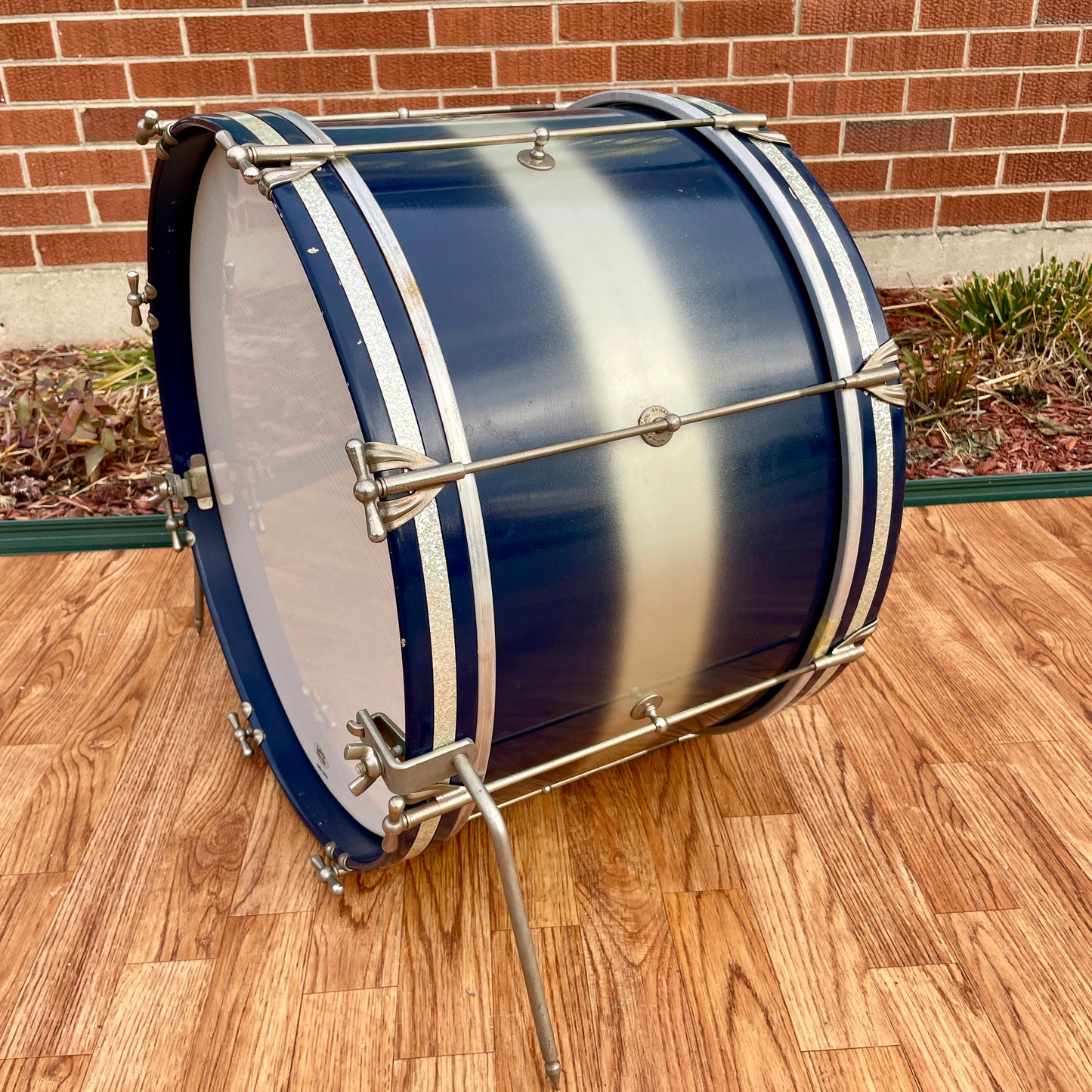 1958-60 Ludwig Trans Badge 12x20 Bass Drum Blue/Silver Duco