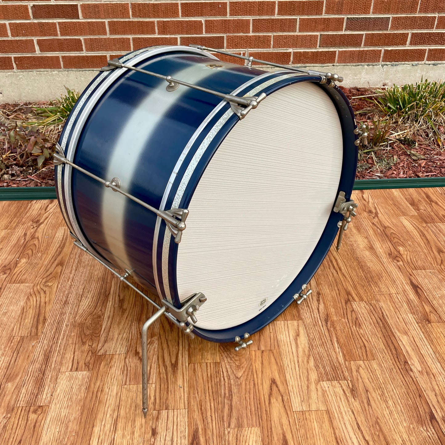 1958-60 Ludwig Trans Badge 12x20 Bass Drum Blue/Silver Duco