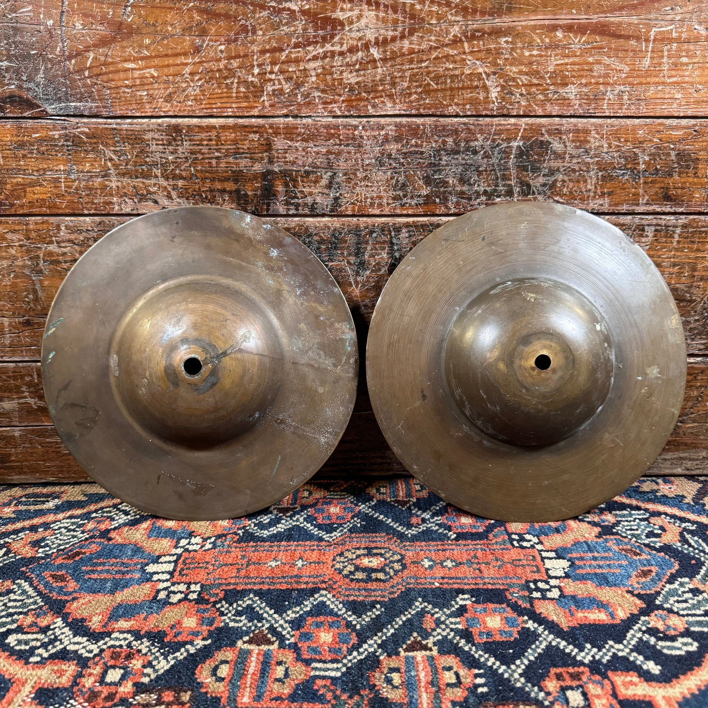 10" Frank Wolf 1920s Deep Cup Sock Hat Cymbal Pair Low Boy Hi-Hat 408g/424g