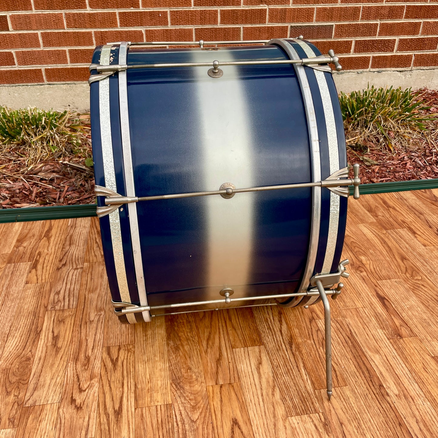 1958-60 Ludwig Trans Badge 12x20 Bass Drum Blue/Silver Duco