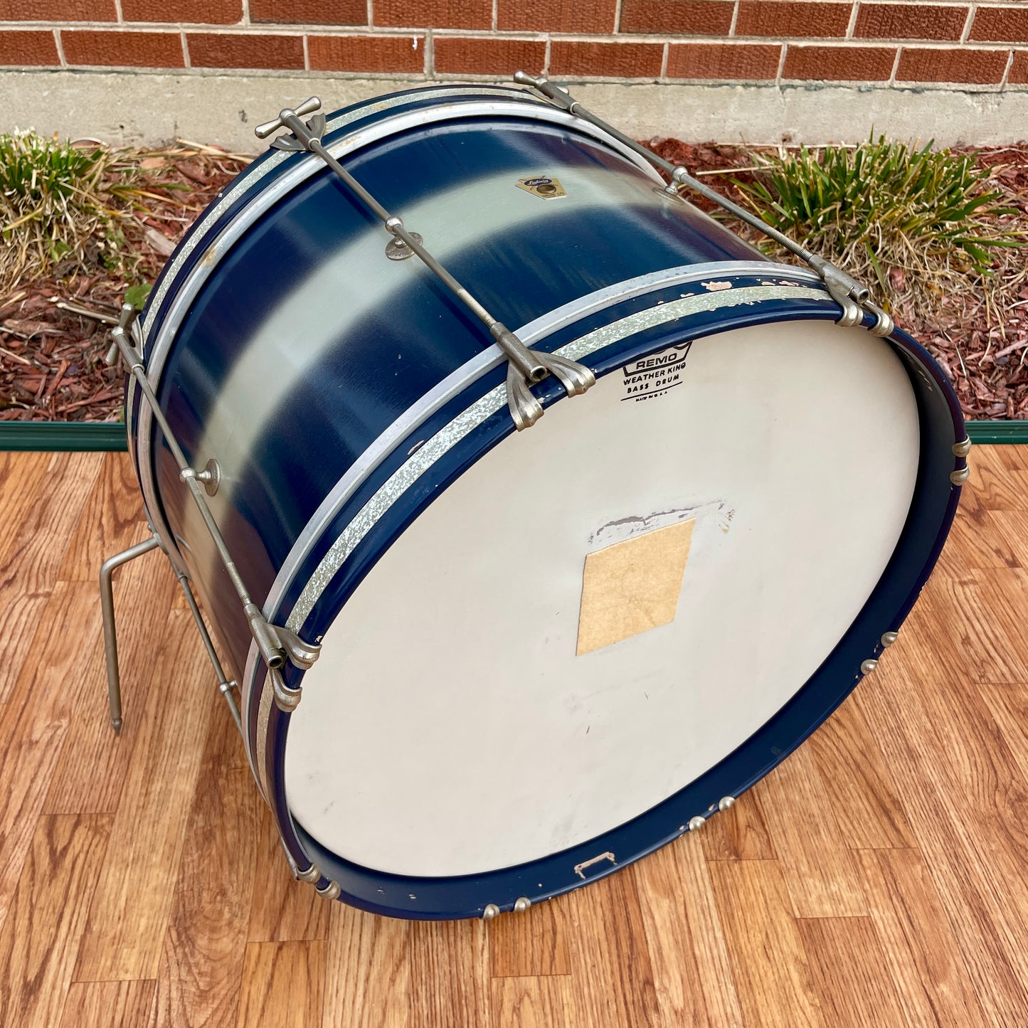 1958-60 Ludwig Trans Badge 12x20 Bass Drum Blue/Silver Duco