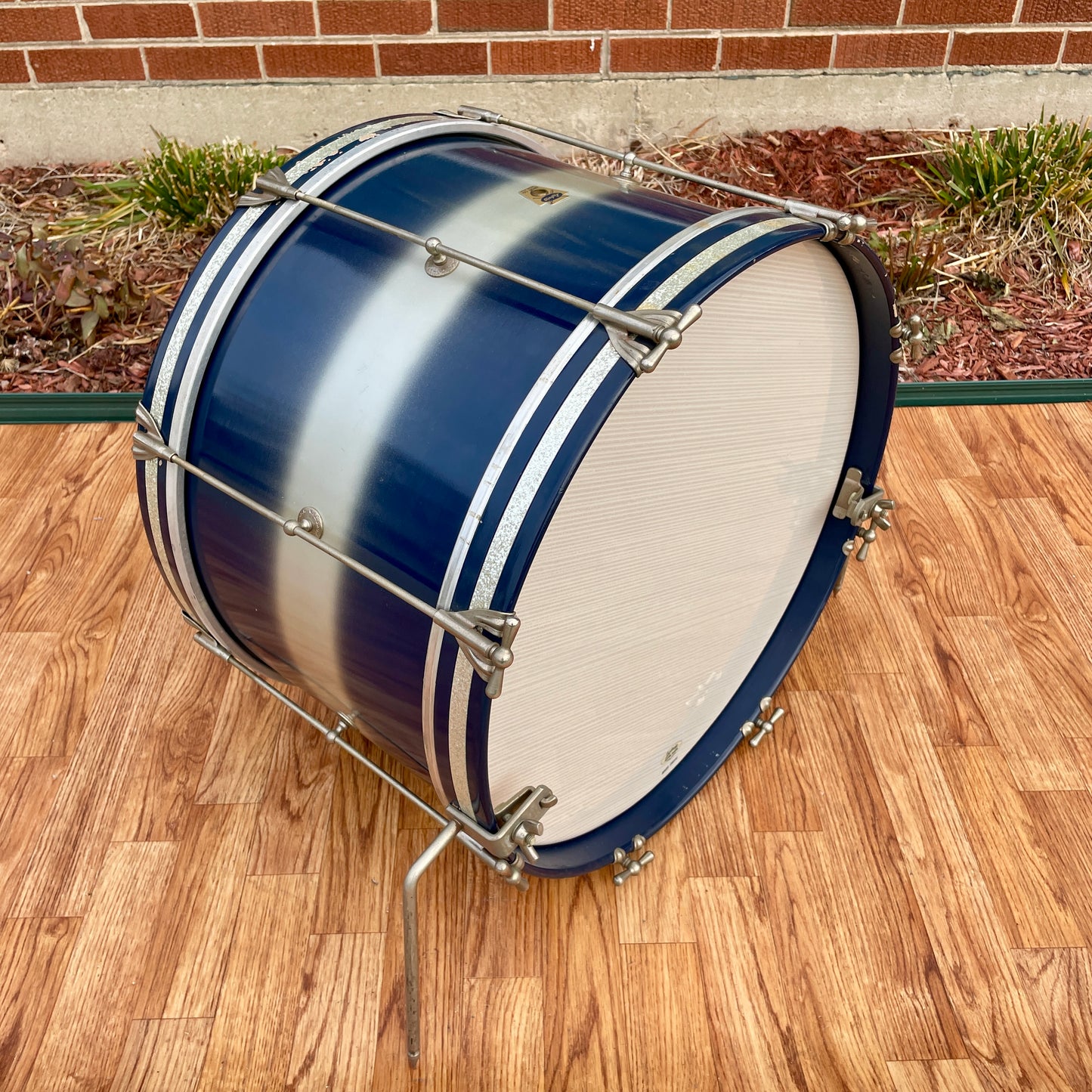 1958-60 Ludwig Trans Badge 12x20 Bass Drum Blue/Silver Duco