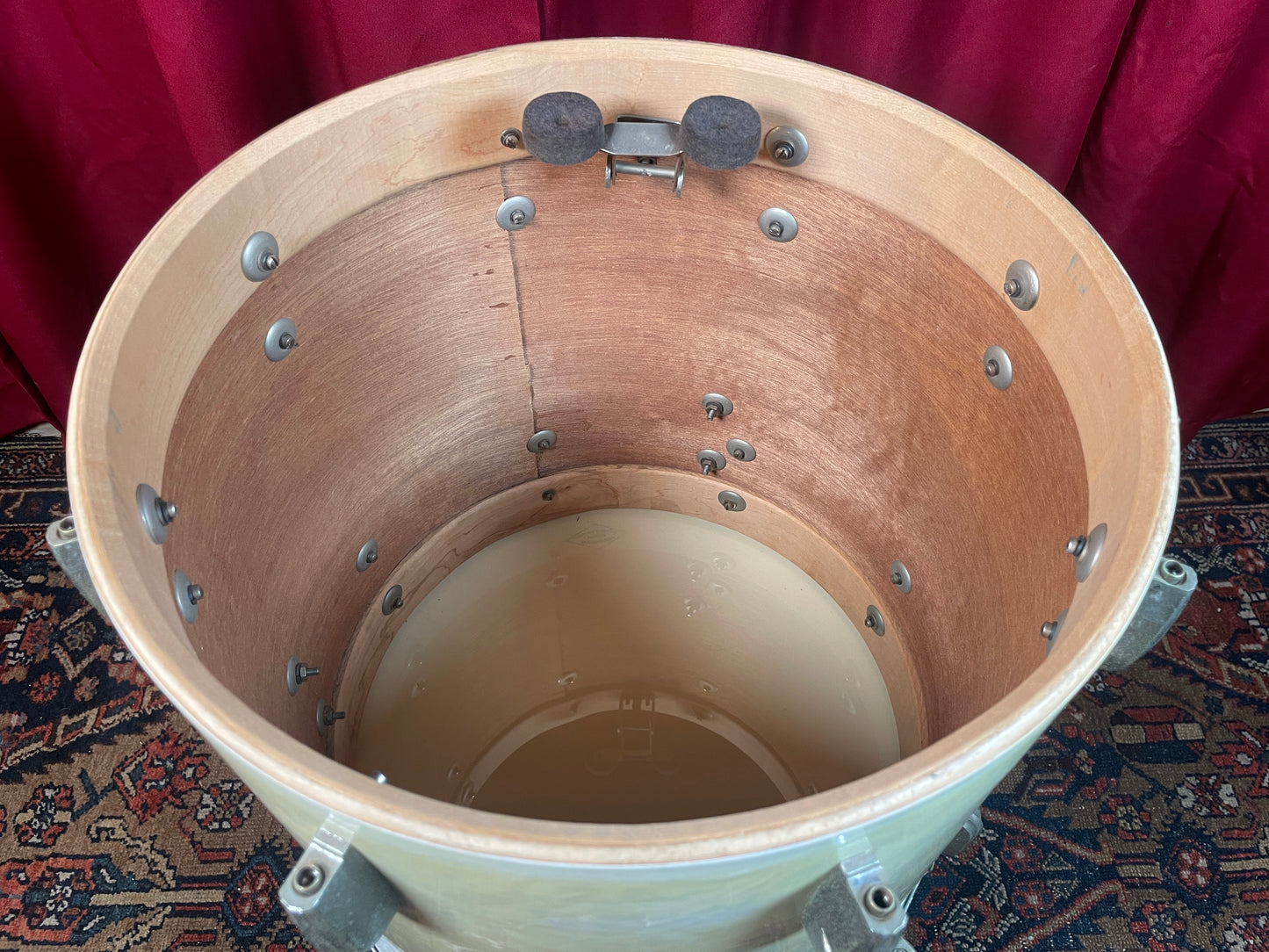 1950s Slingerland Radio King 16x16 Floor Tom Single Drum White Marine Pearl