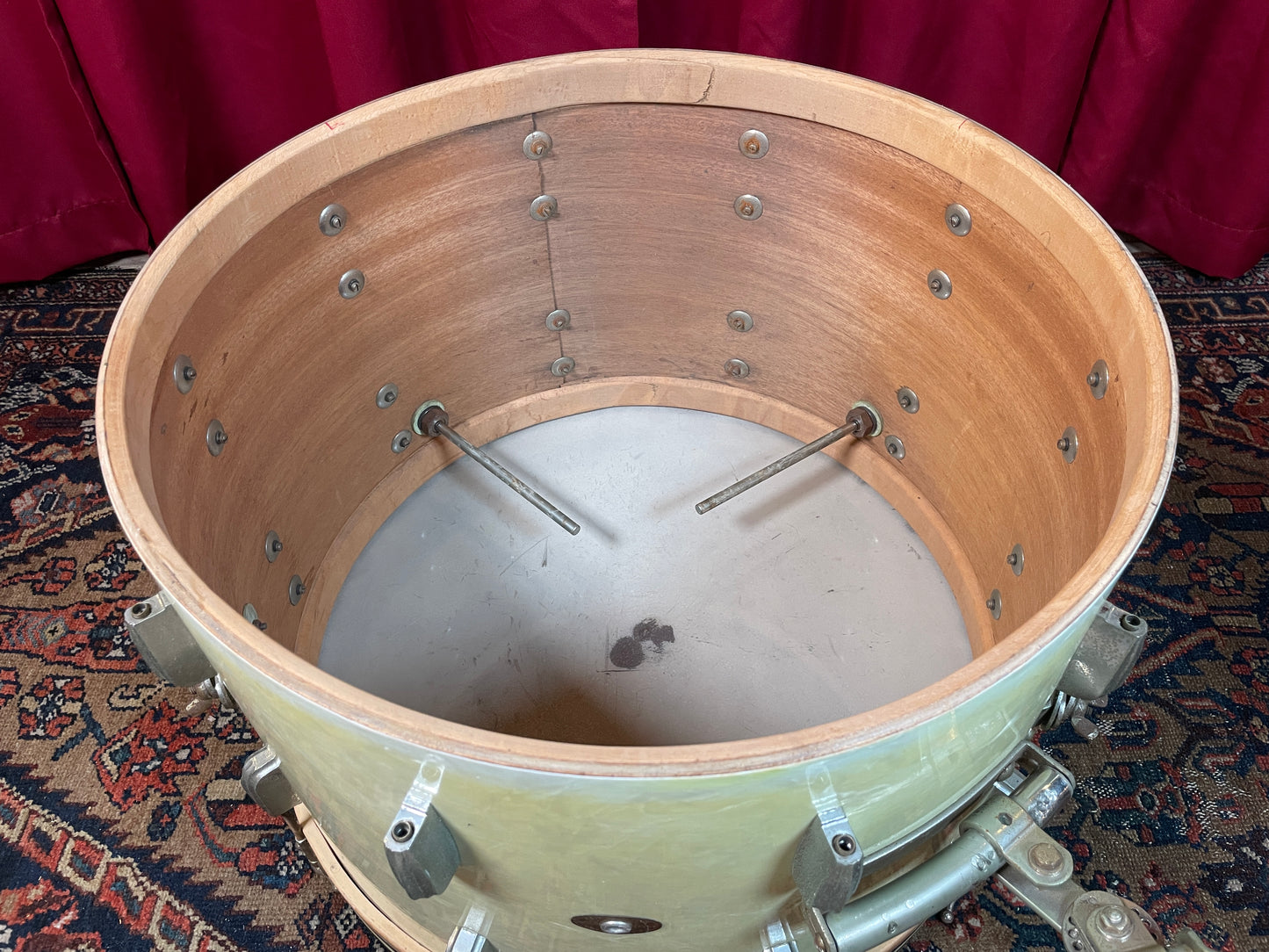 1950s Slingerland Radio King 14x22 Bass Drum White Marine Pearl