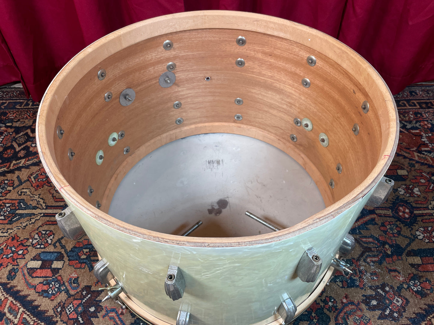 1950s Slingerland Radio King 14x22 Bass Drum White Marine Pearl