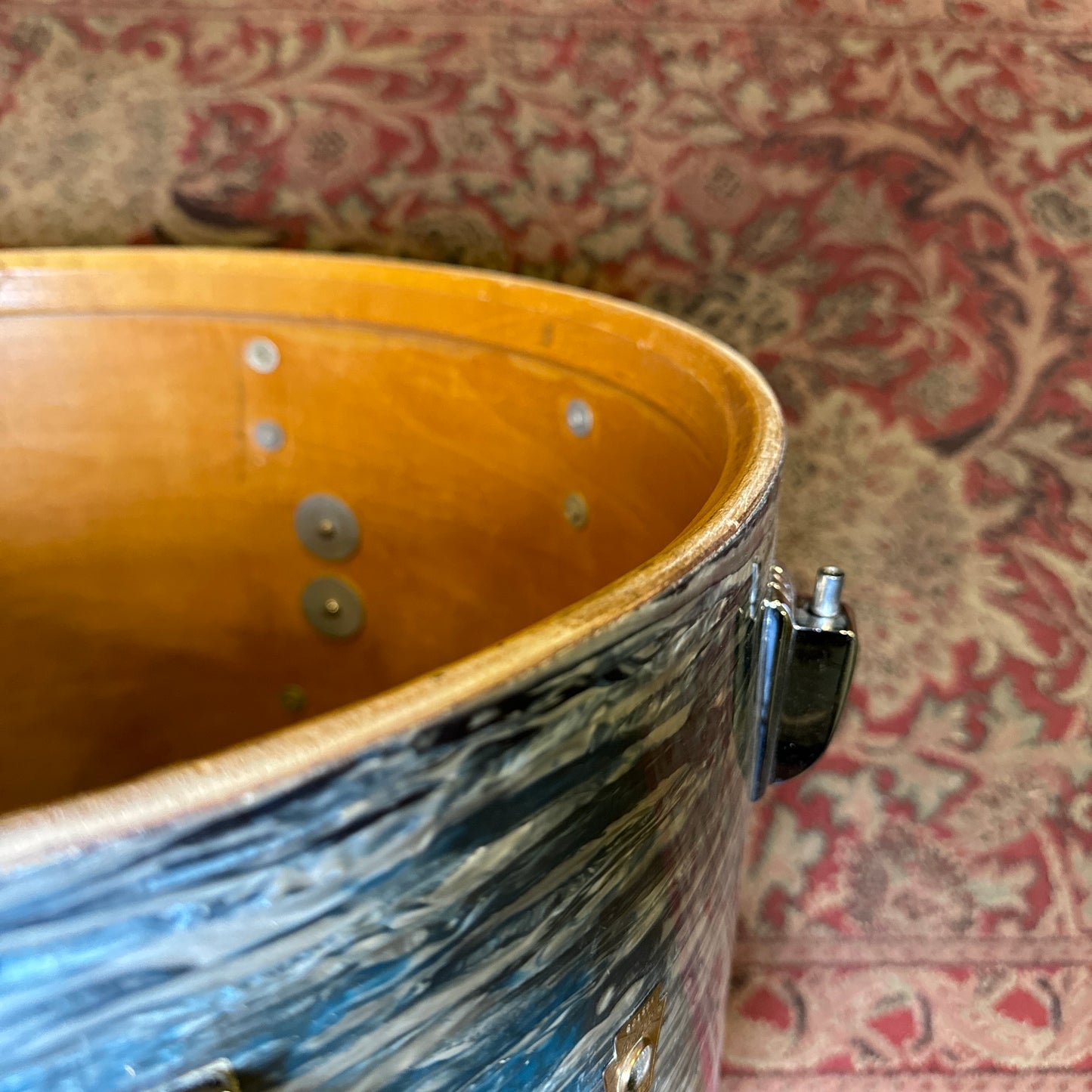 1960s Ludwig 14x20 Virgin Bass Drum Oyster Blue Pearl Rock Duo