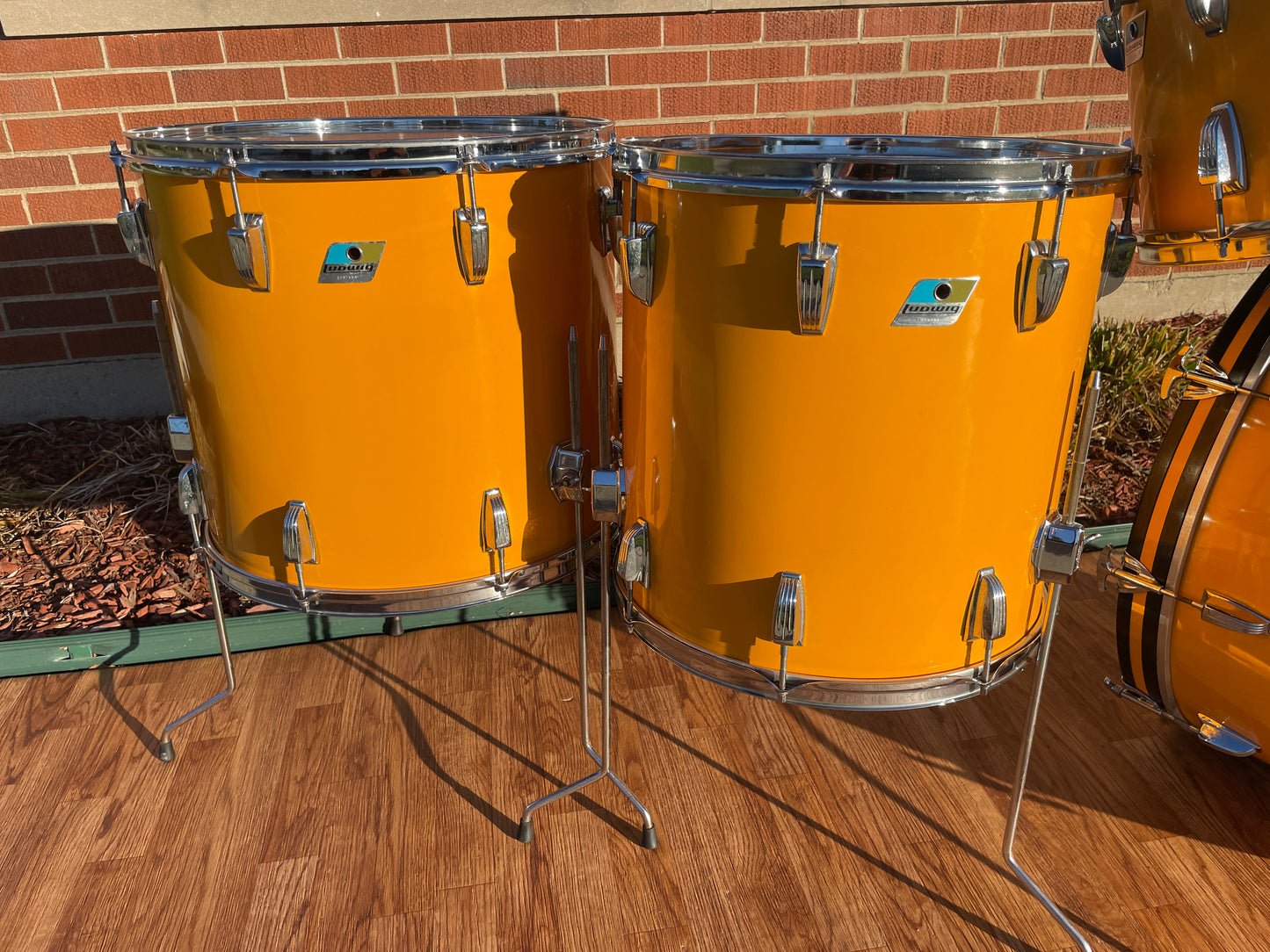 Rare 1970s Ludwig Drum Set Yellow Cortex 24/13/14/16/18