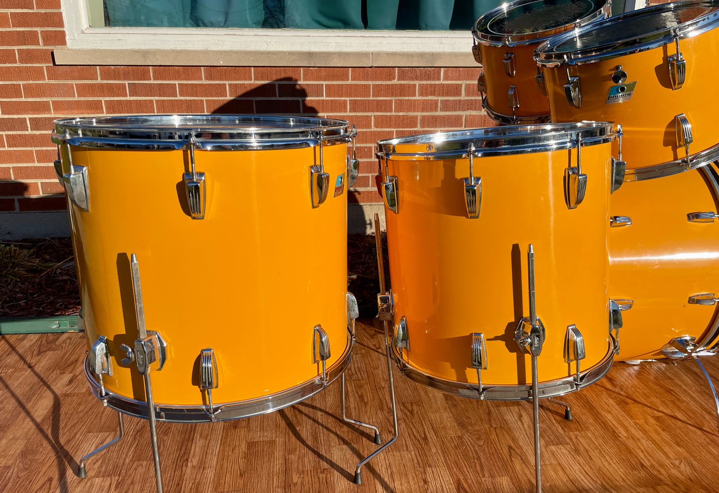Rare 1970s Ludwig Drum Set Yellow Cortex 24/13/14/16/18