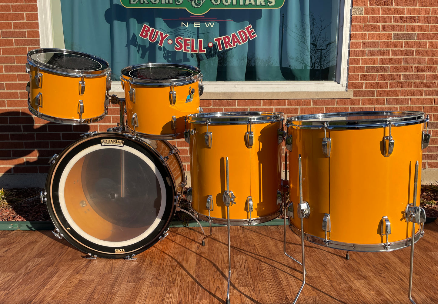 Rare 1970s Ludwig Drum Set Yellow Cortex 24/13/14/16/18