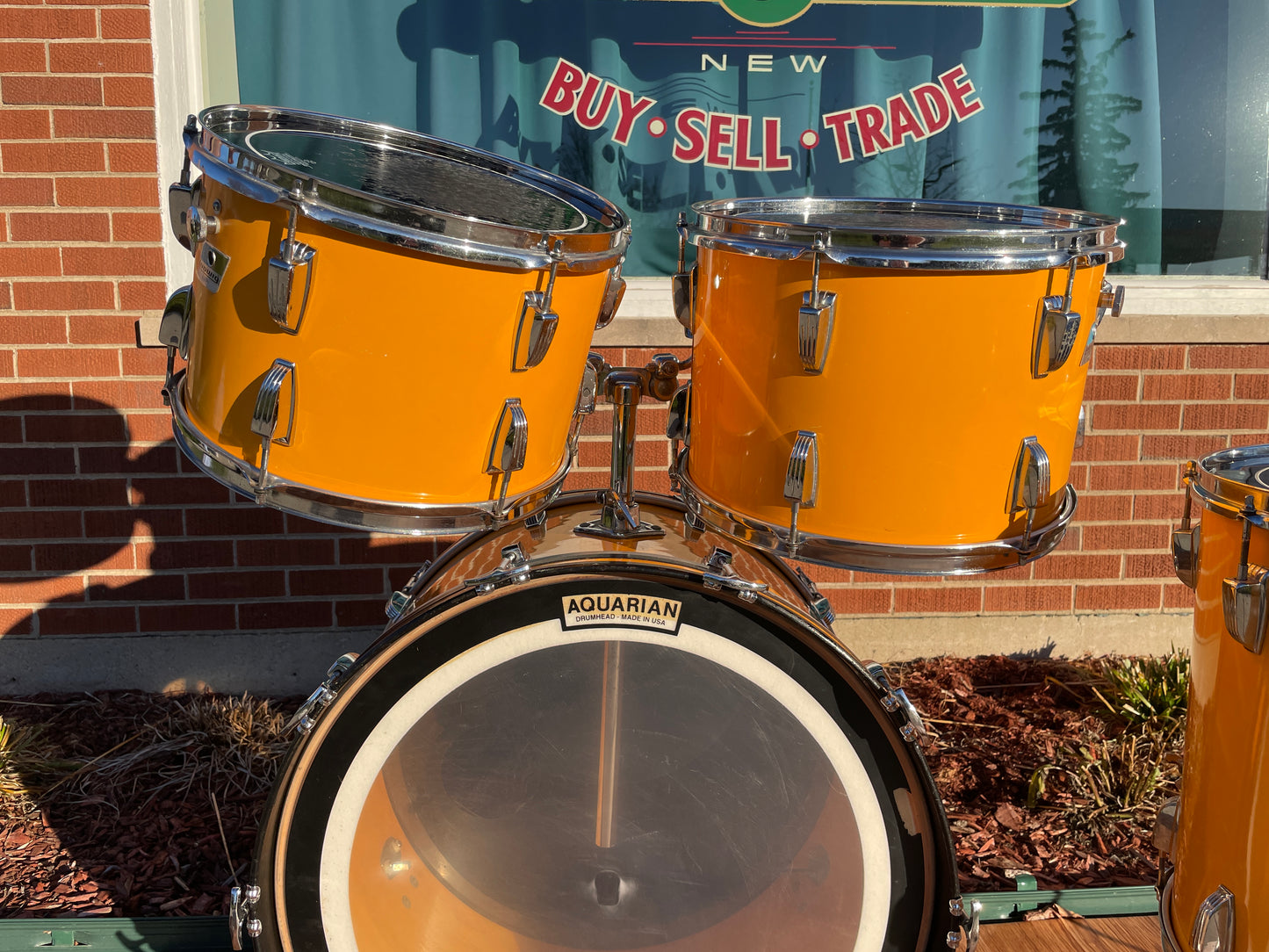 Rare 1970s Ludwig Drum Set Yellow Cortex 24/13/14/16/18