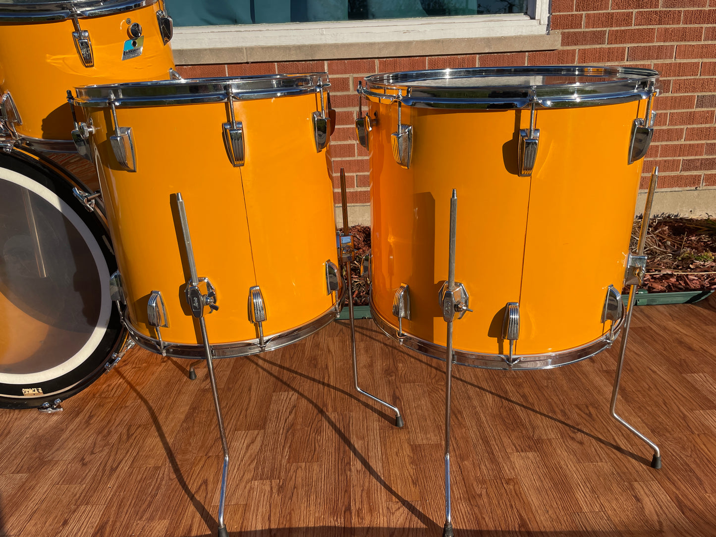 Rare 1970s Ludwig Drum Set Yellow Cortex 24/13/14/16/18