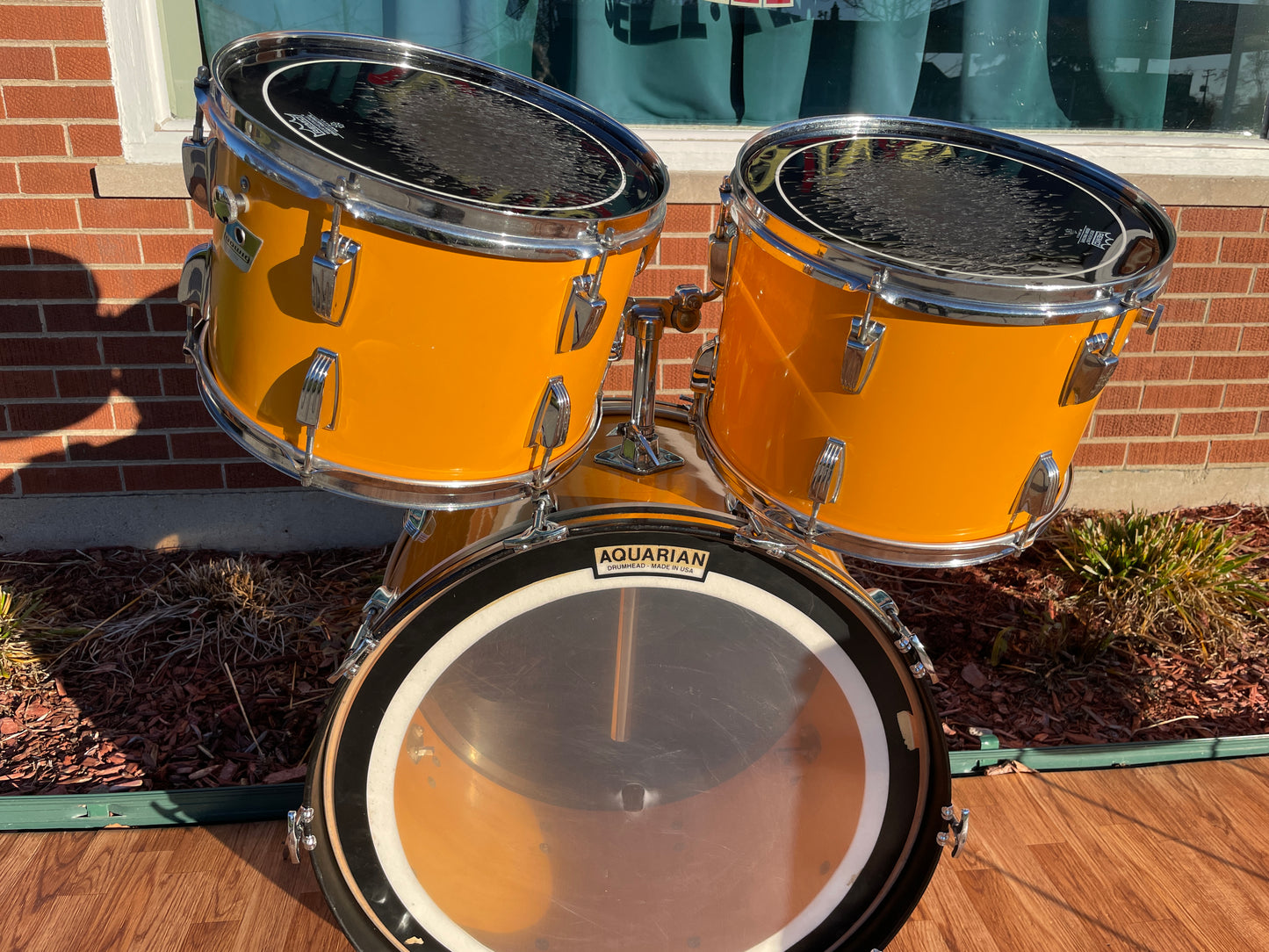 Rare 1970s Ludwig Drum Set Yellow Cortex 24/13/14/16/18